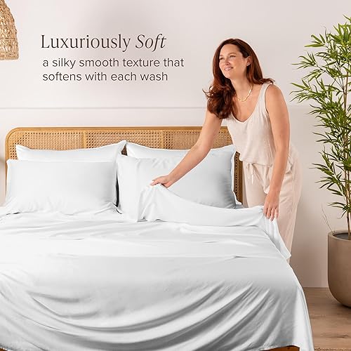 Miniatura 2 de Bare Home Juego de sábanas de lujo 100 % bambú, juego de cama de 4 piezas, bolsillos profundos, sábanas refrescantes, transpirables, de fácil