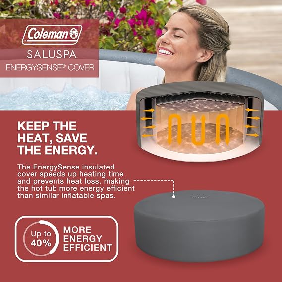 Coleman SaluSpa Energy-Efficient AirJet 4-6 Person Inflatable Hot Tub | Palm Springs Portable Outdoor Spa, EnergySense Insulated Cover, Freeze Shield Technology, 140 Soothing Jets, 77 x 28