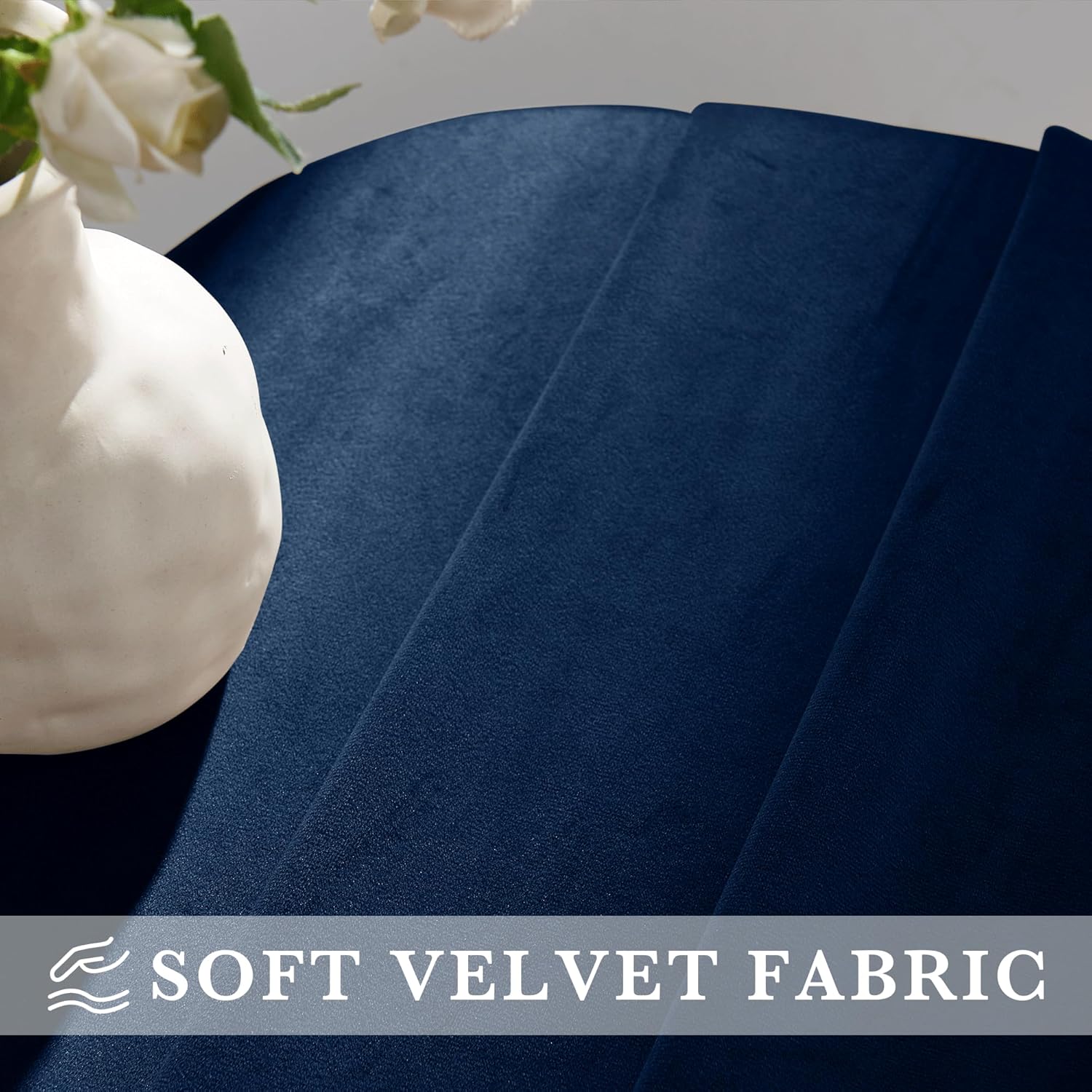 RYB HOME Navy Blue Pinch Pleated Velvet Blackout Curtains, Thermal Insulated Pinch Pleat Drapes with Hooks, Luxury Privacy Window Panels for Living Room Bedroom, 40 W x 90 L, 2 Panels Set