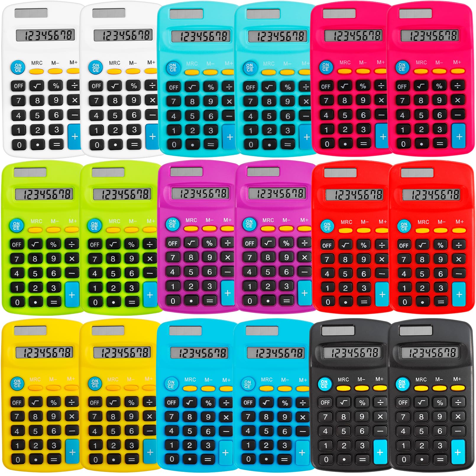 Tivcck 18 Pack Pocket Size Mini Calculator,Pocket Calculator,Solar Battery Dual Power Mini Calculators,8 Digit Display Basic Calculator, Function Calculator for Students Kids Home Office (Multicolor