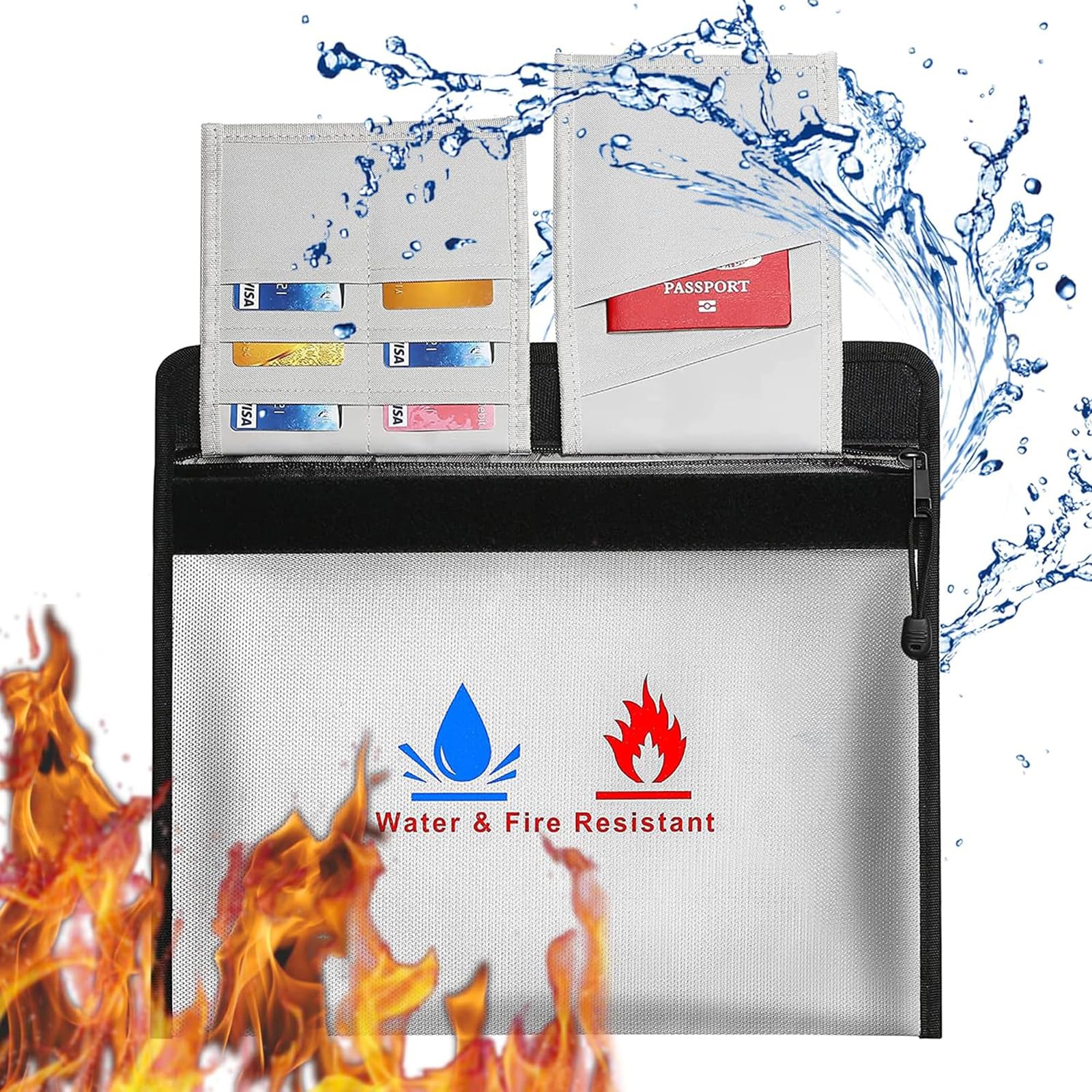 Sac Ignifuge Et étanche TuoBak Pour Documents - 40x32 Cm, Fibre De Verre, Résiste à 1000°C - Protection Double