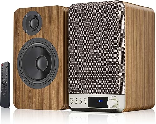 Altavoces de estantería alimentados de 3.5 pulgadas para tocadiscos, altavoces activos con cable de entrada RCA auxiliar de 0.138 in, BT 5.4,