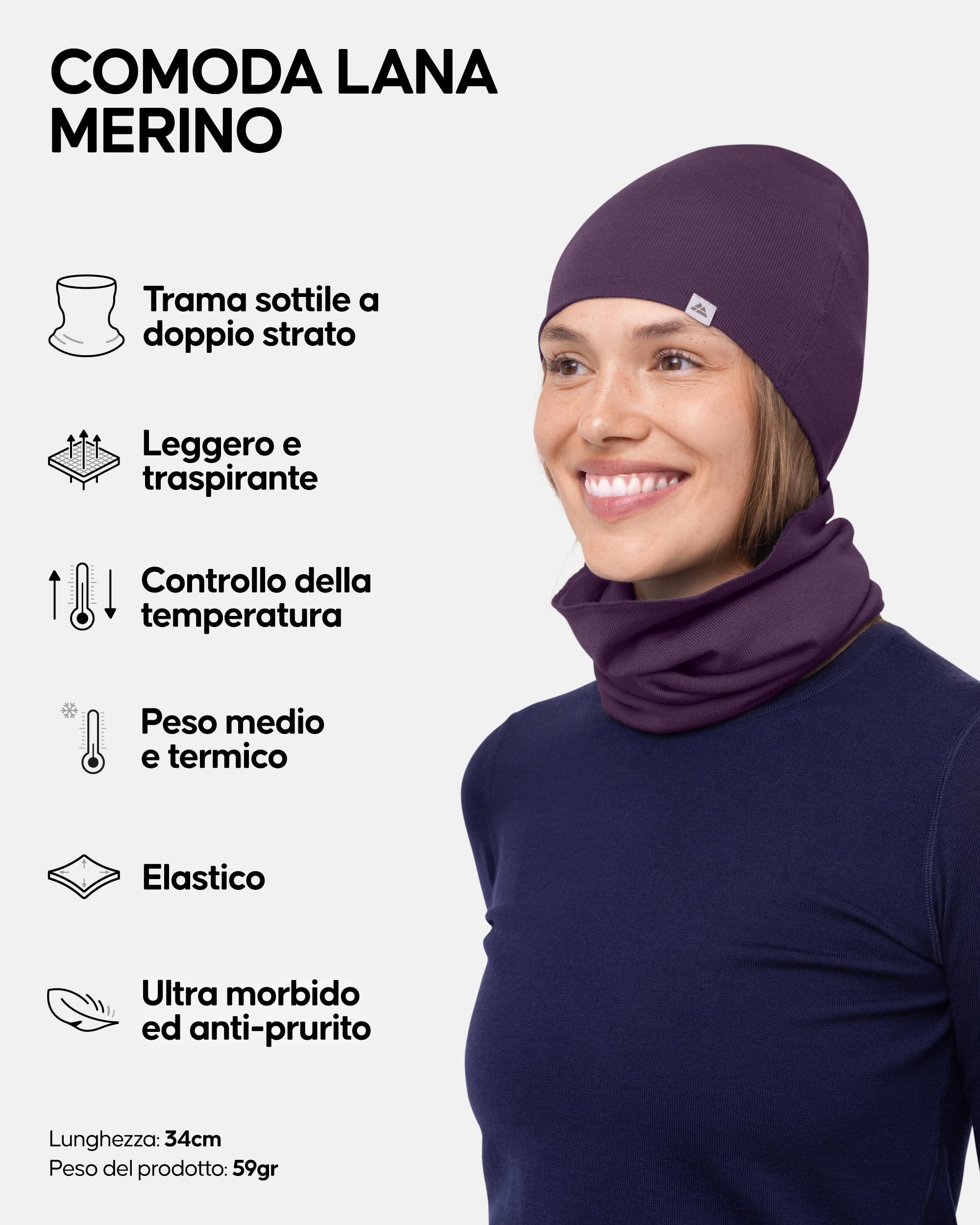 DANISH ENDURANCE Scaldacollo in Lana Merino per Uomo e Donna, Copricollo, Sciarpa, Coprifaccia Sportivo