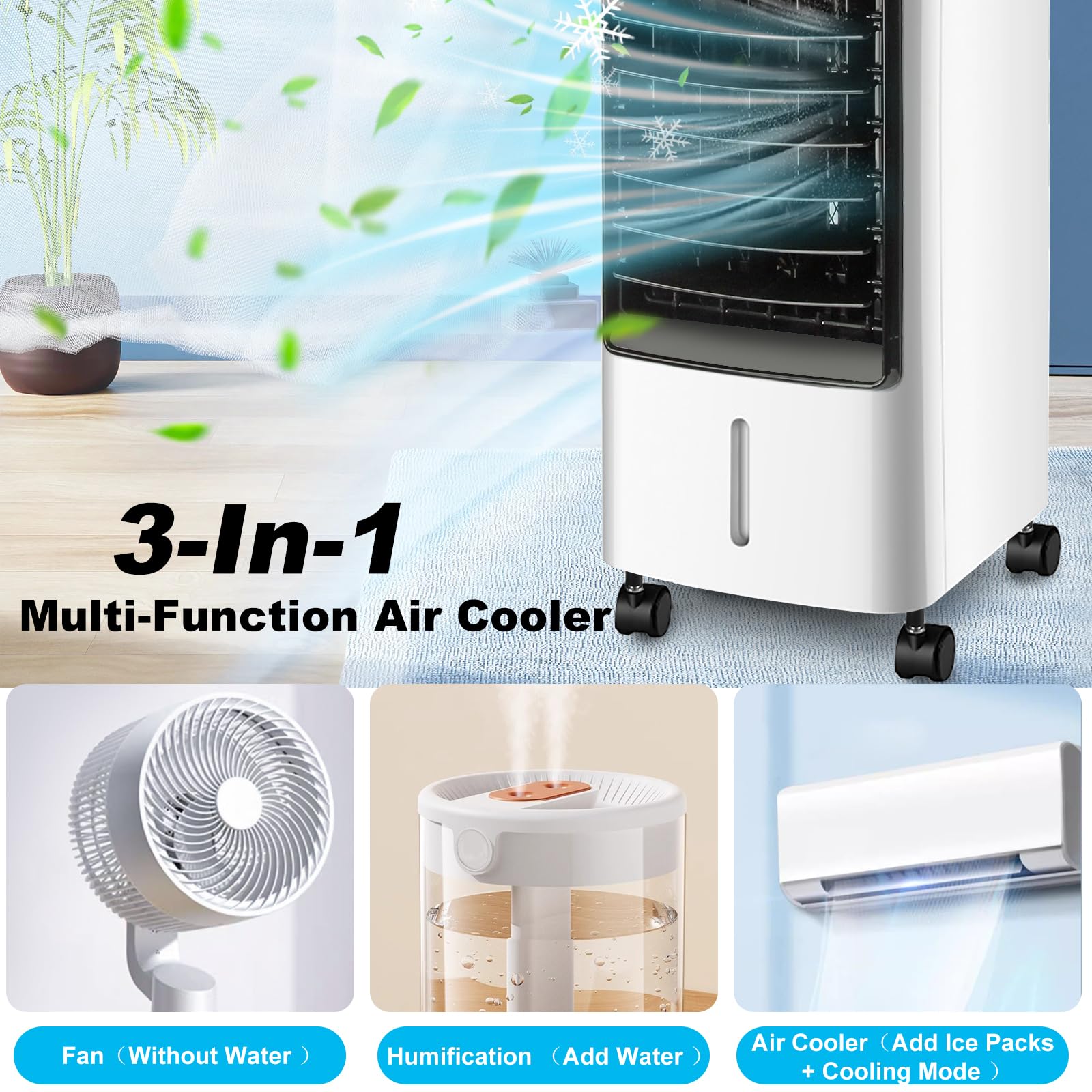 M Muncaso65w Evaporative Air Cooler Portable Aircon 5l Tank