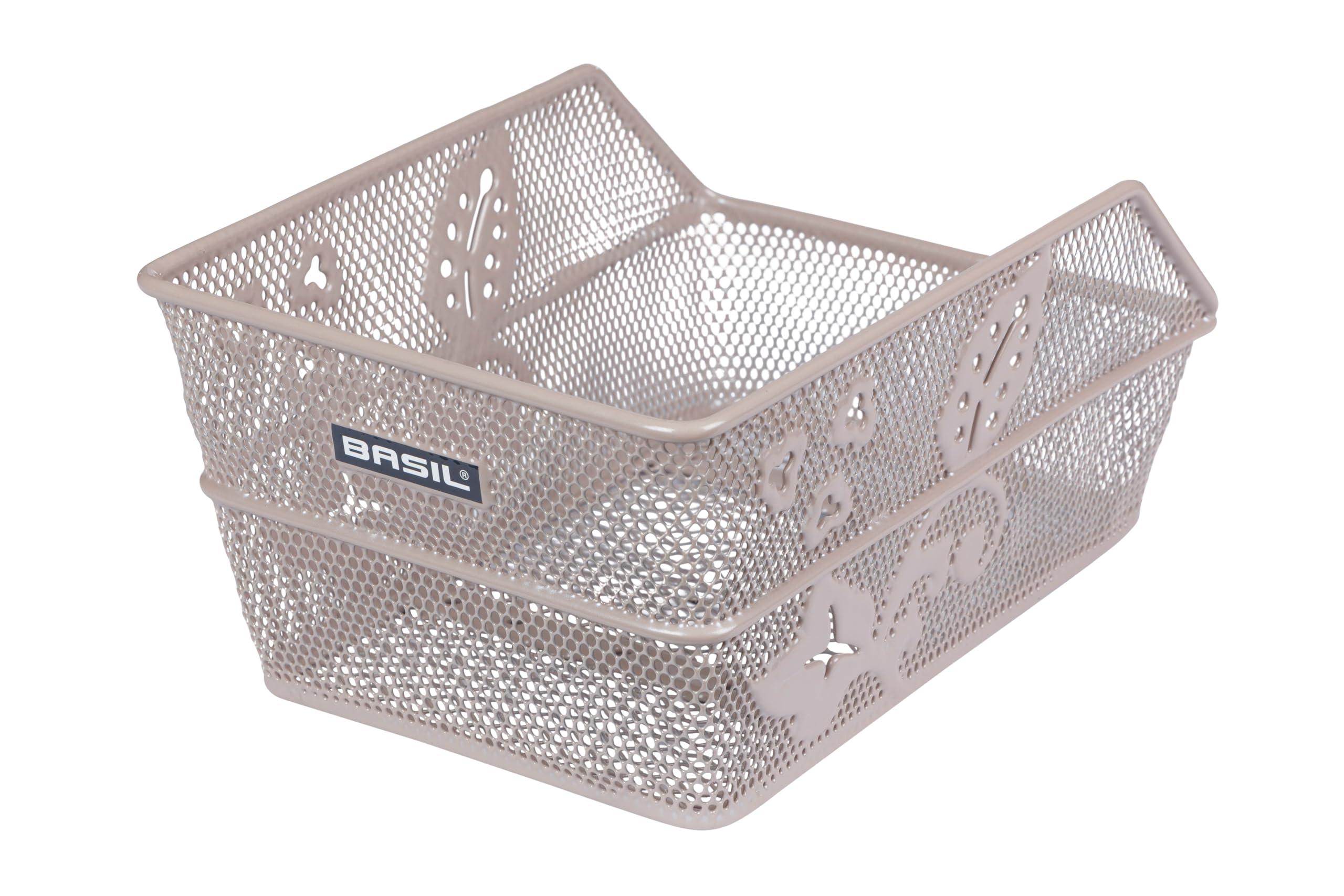 Basil Cento Flower Kinder-Fahrradkorb – Hinterrad – Fest Montierbar – 31×21×9 cm – Stabiler Stahlkorb – Metallfarbig