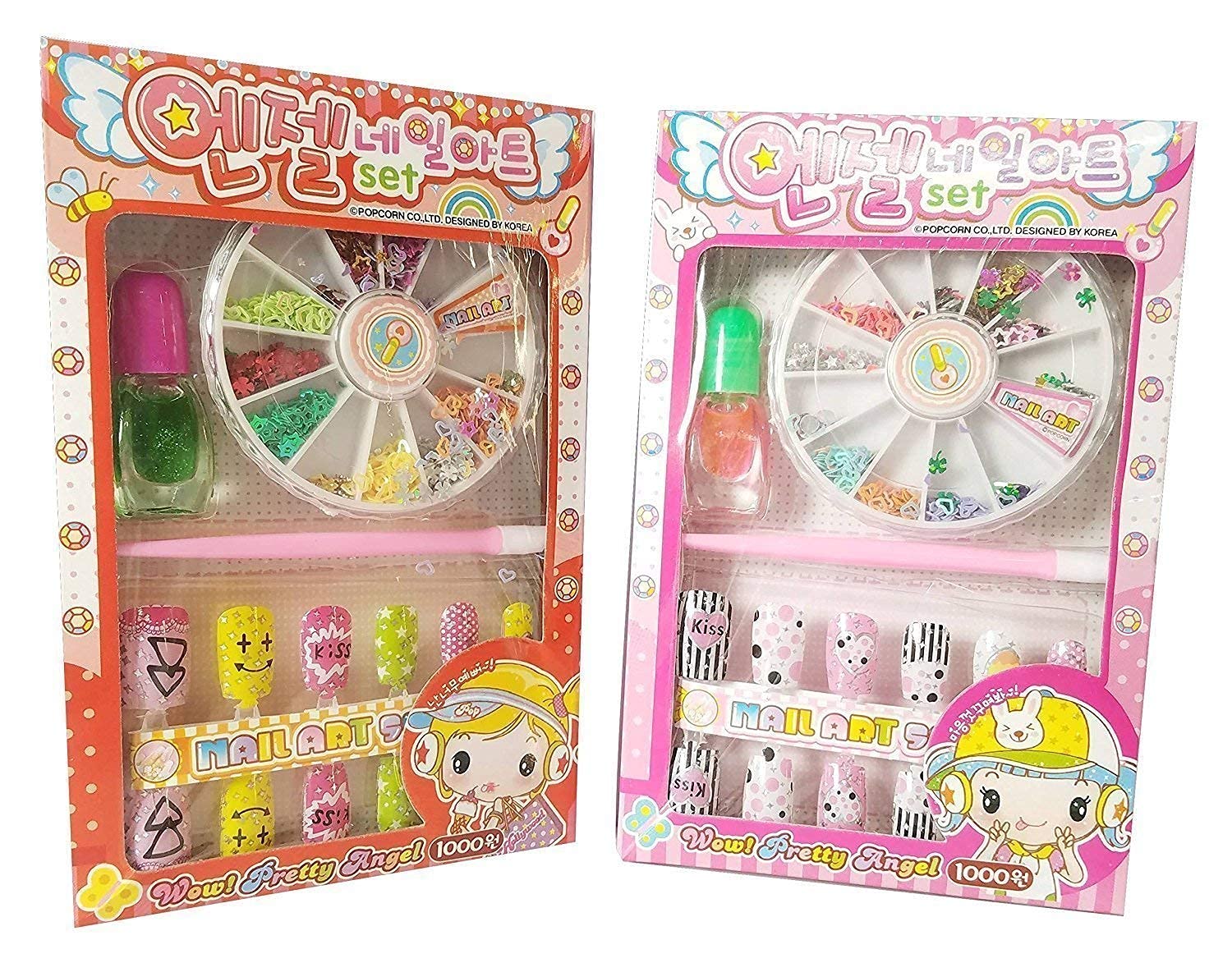 APOEM Nail Art kit for Girls Birthday Gift for Girls Little Girls, Kids (Random Cute Nail Designs)- Multi Color, (Set of- 2)-(Pack of 1)