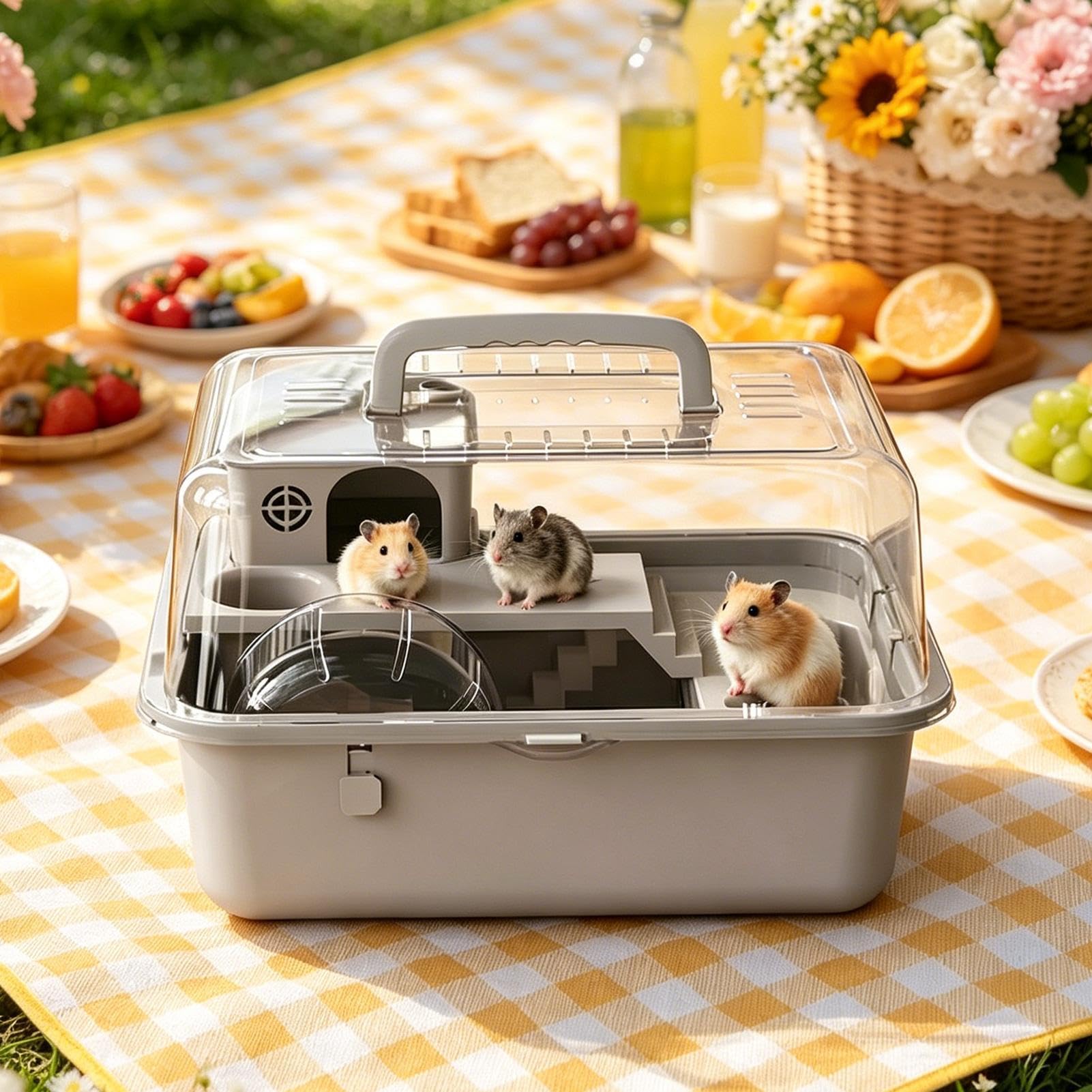 Jaula Hámster, con Rueda de Ejercicio y recinto portátil, casita de 30 cm para hámsters y Animales pequeños, para Mascotas sirias, enanas, jerbos, Interior, Exterior, hogar, Viaje, Dormir