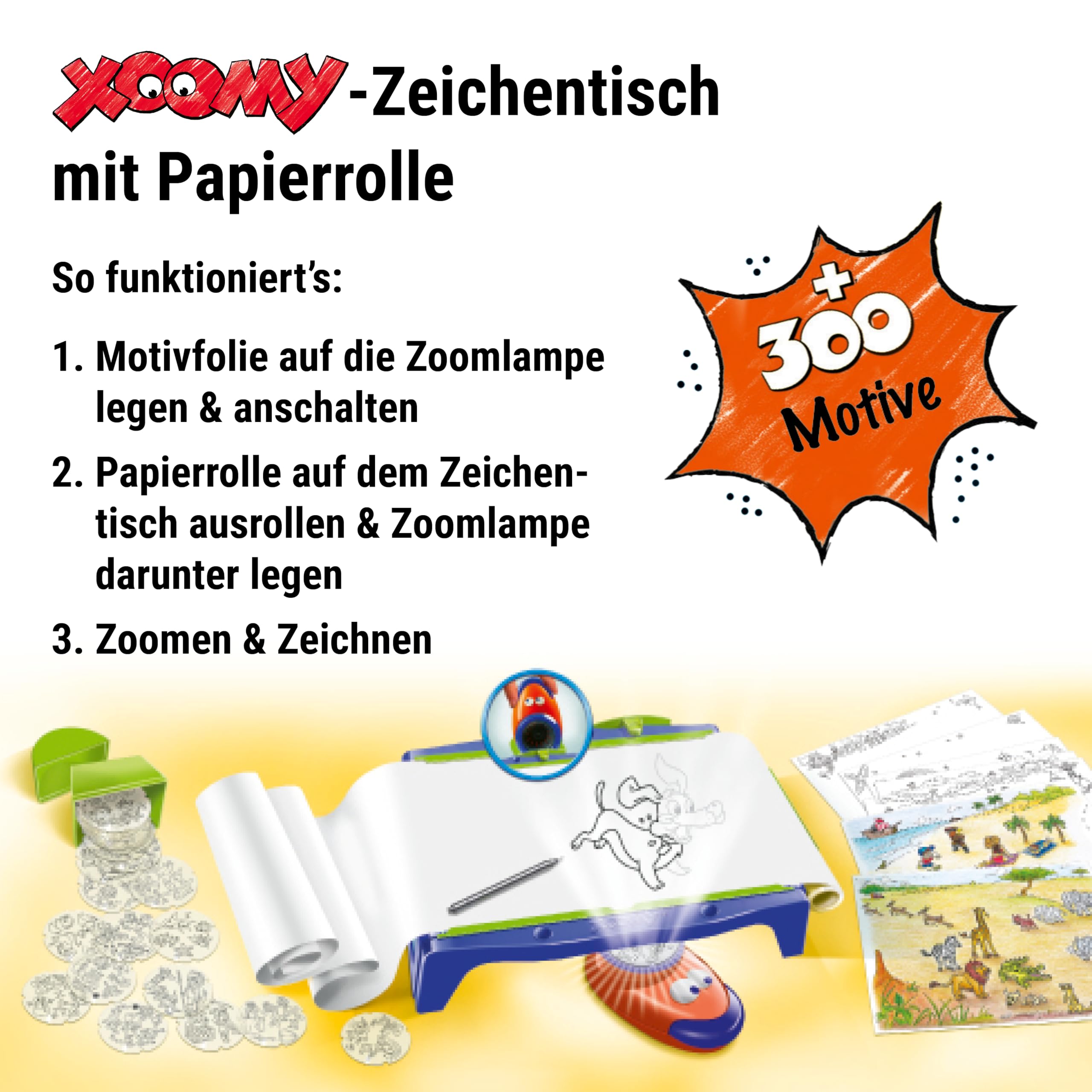 Ravensburger Xoomy® Maxi A4 18142 - Zeichnen und Malen Lernen für Kinder ab 6 Jahren, Über 300 Motiven und 6,5m Papierrolle für unendlichen Zeichenspaß