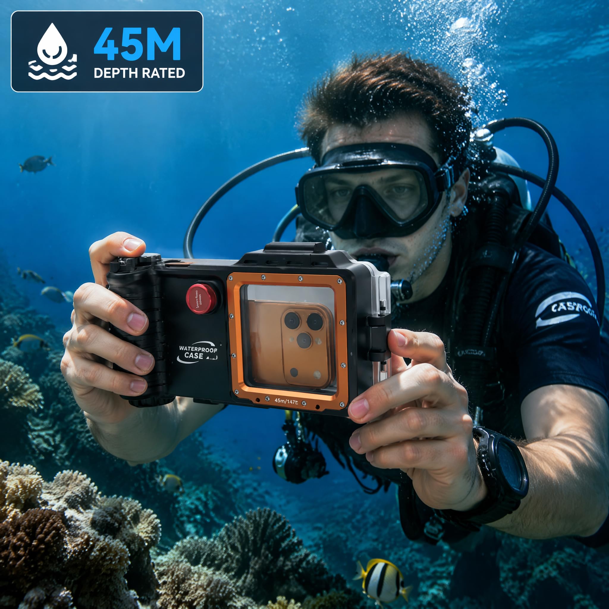 Sinkry Custodia professionale per telefono subacquea da 147ft / 45 m, per snorkeling, nuoto, custodia impermeabile compatibile con iPhone/Samsung/Google