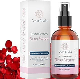 Large 4 oz 100% Pure, Organic Moroccan Rose Water Spray Face Toner, Skin Body Hair Eye Makeup Remover Alcohol Free Toner, ...