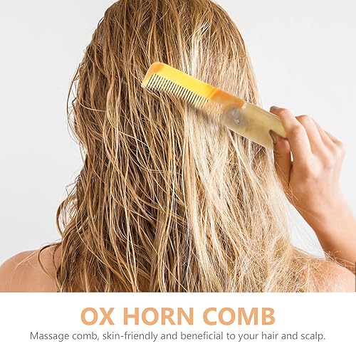 Miniatura 5 de EXCEART Peine de pelo plegable de bolsillo con cuerno de buey, peine portátil antiestático, evita la pérdida de cabello, para mujeres, hombres,