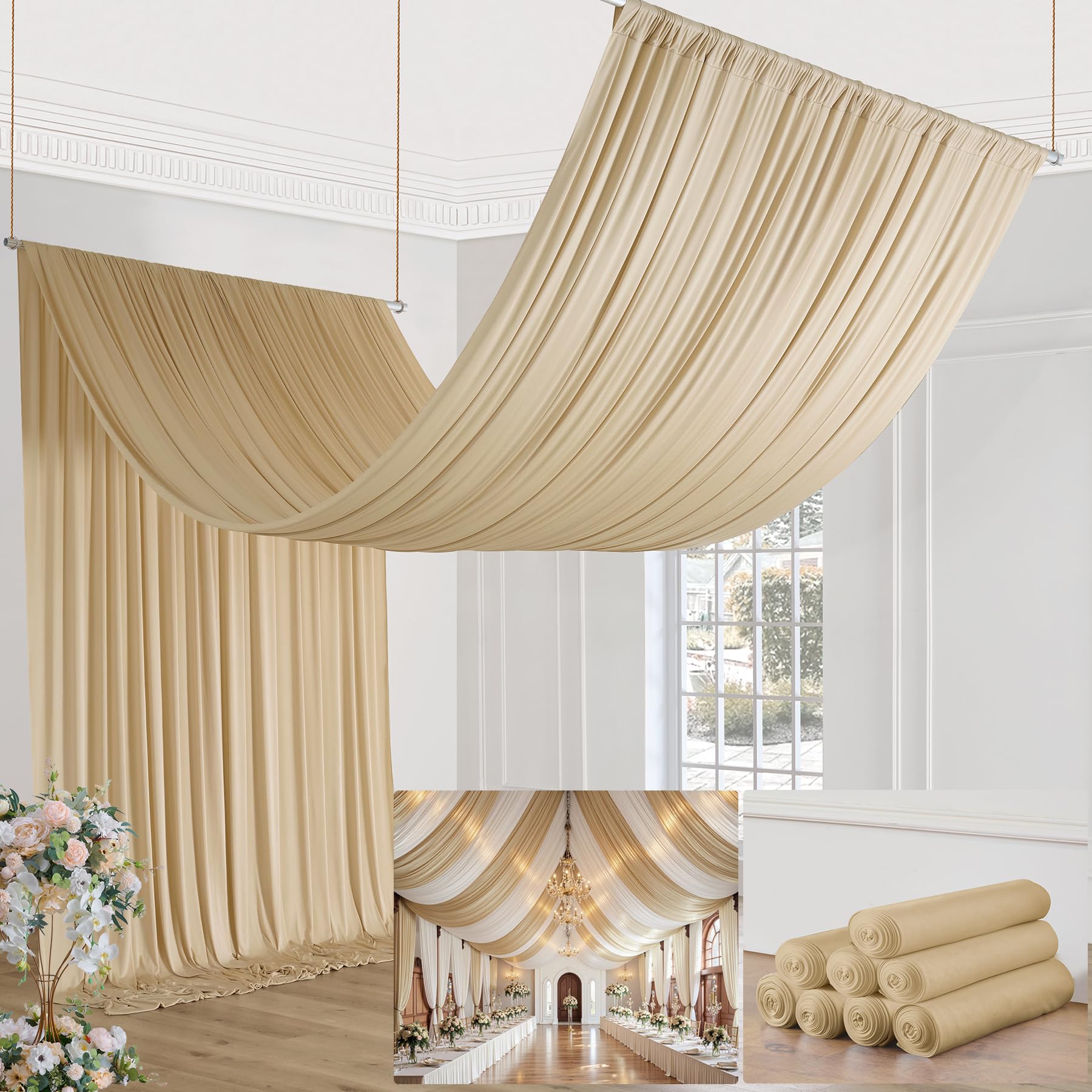 Amazon.com: 40ft×20ft Beige Ceiling Drapes for Weddings Parties,8