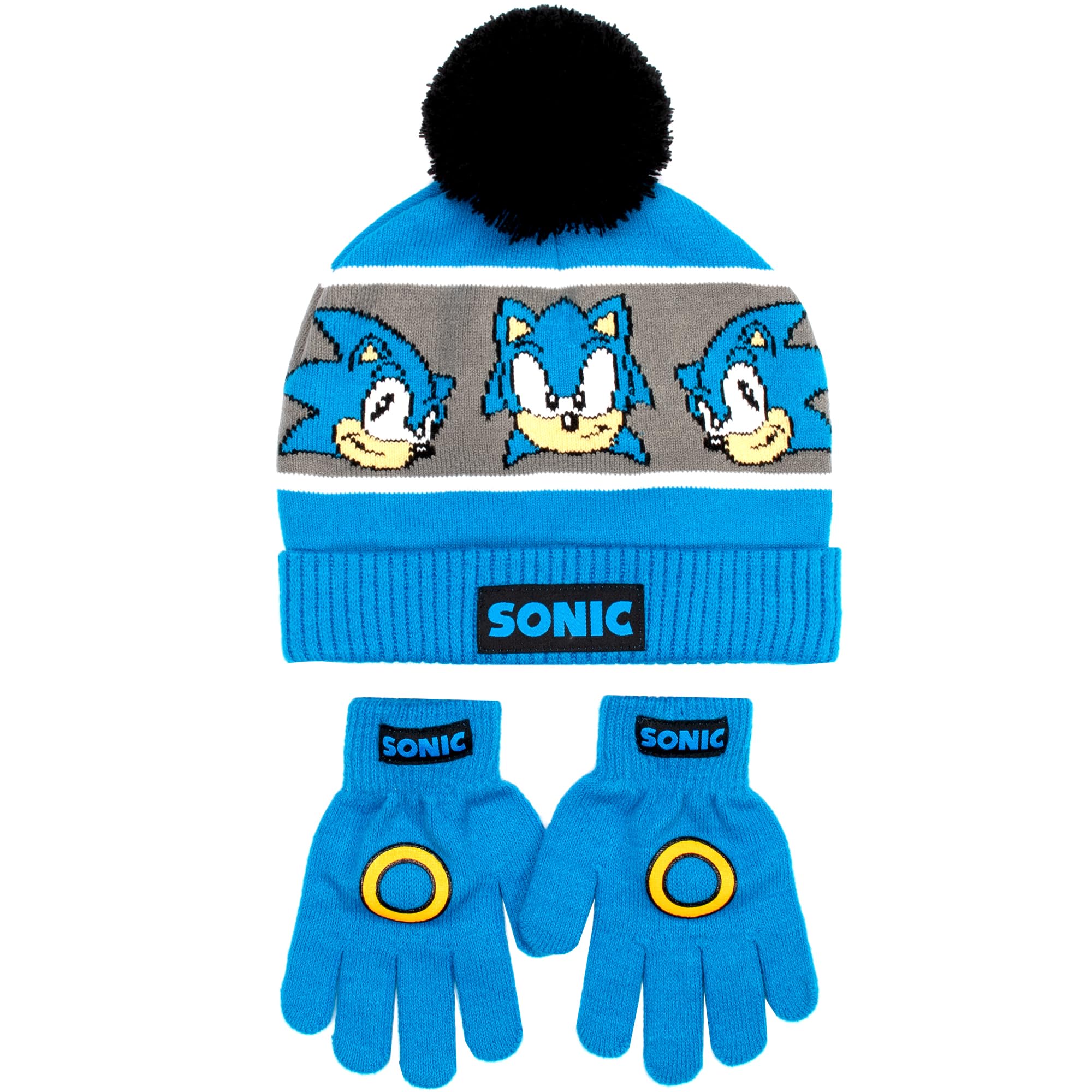 Sonic The Hedgehog Winter Hat & Gloves Set for Boys – Warm & Comfy Beanie Hat & Gloves – Perfect for Kids Ages 6-12 - Blue