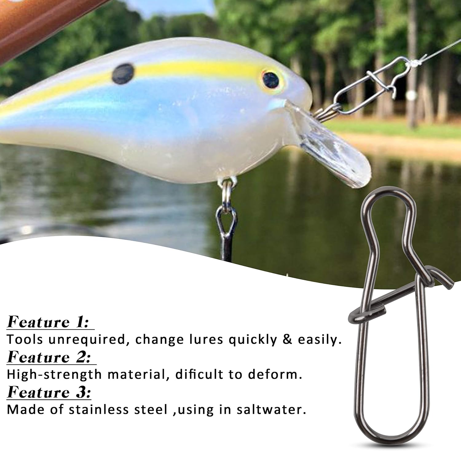 SILANON 釣り用デュオロックスナップ 120個 強力ナイススナップスイベルステンレススチールルアーフックコネクター 淡水海水用