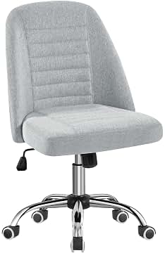 Yaheetech Silla de Oficina Giratoria Ergonómica Sin Reposabrazo Con Ruedas - Capacidad 136 KG - Gris