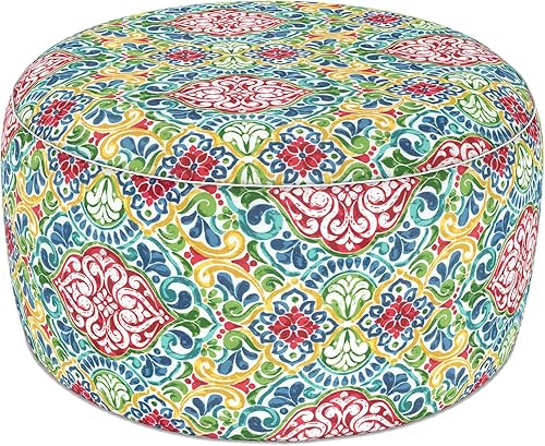 LVTXIII Otomana inflable, interiores y exteriores, 31 pulgadas de diámetro x 14 pulgadas de alto, reposapiés redondo, grande, portátil, para patio,