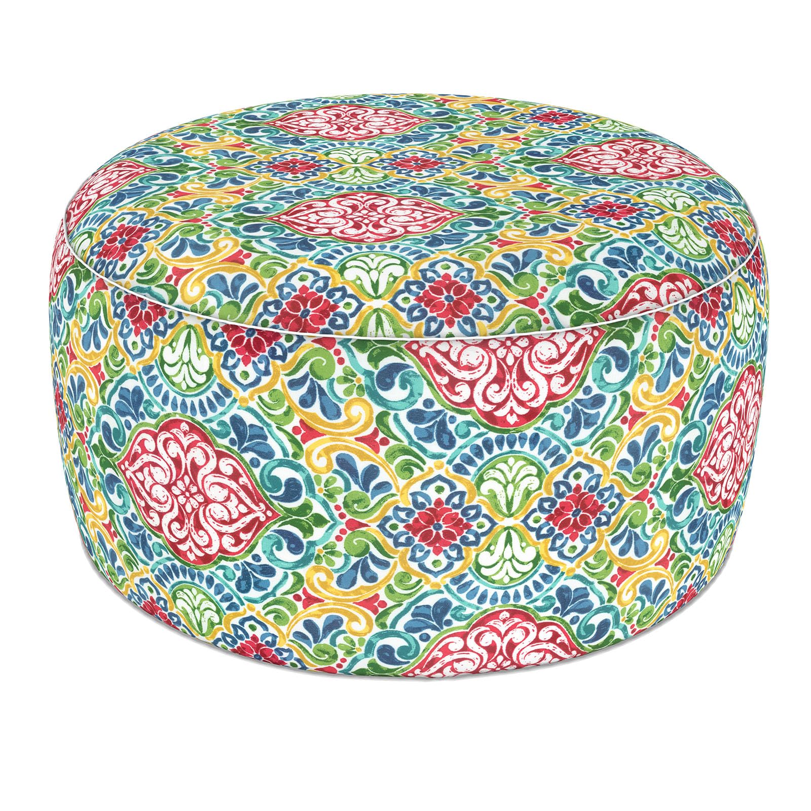 LVTXIII Indoor/Outdoor Extra Large Inflatable Ottoman Pouf D31 x H14 Inch, Round Footstool with Handle, Weather-Resistant Portable Furniture for Patio
