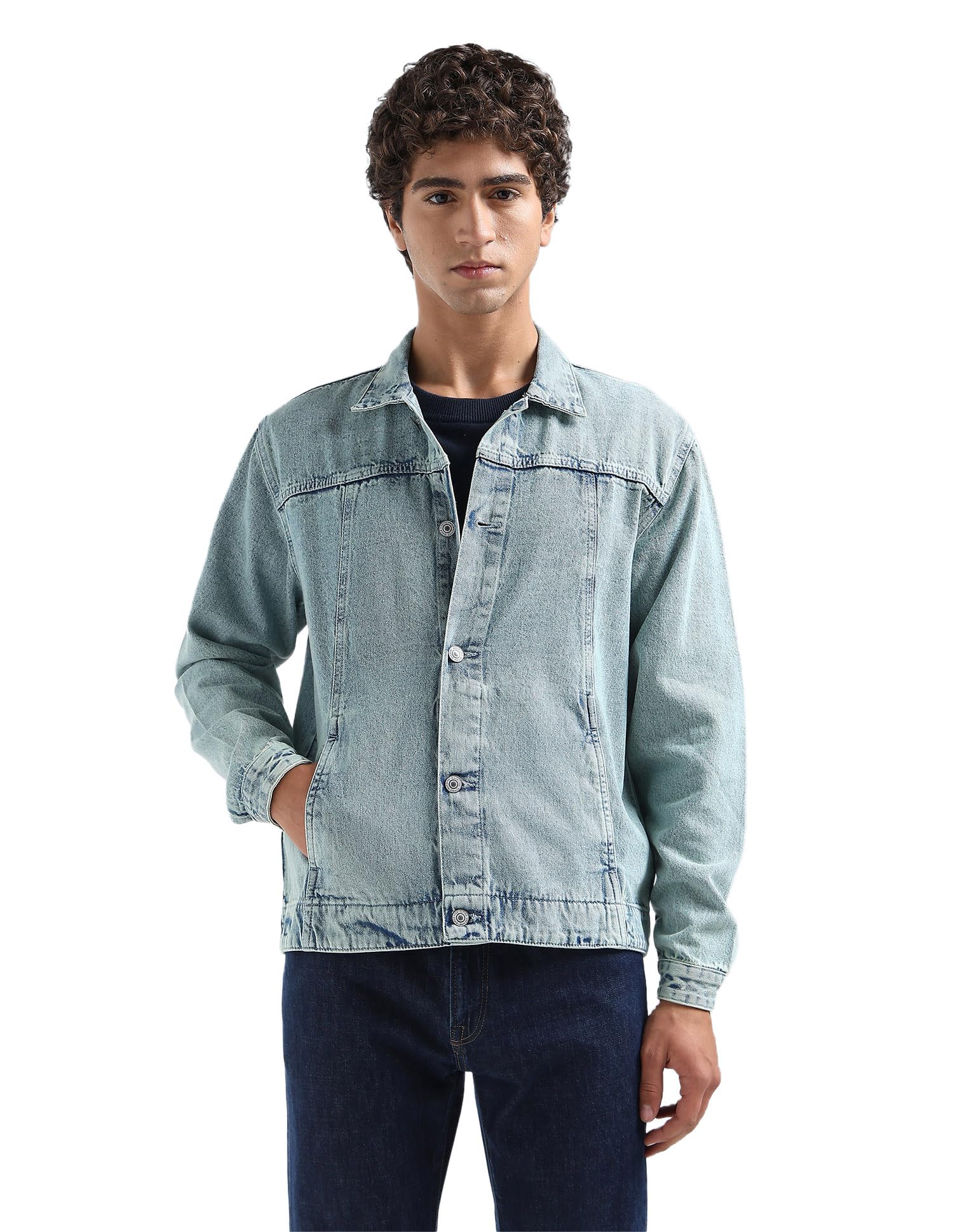 flying machine Solid Regular Fit Denim Jacket-picture-35
