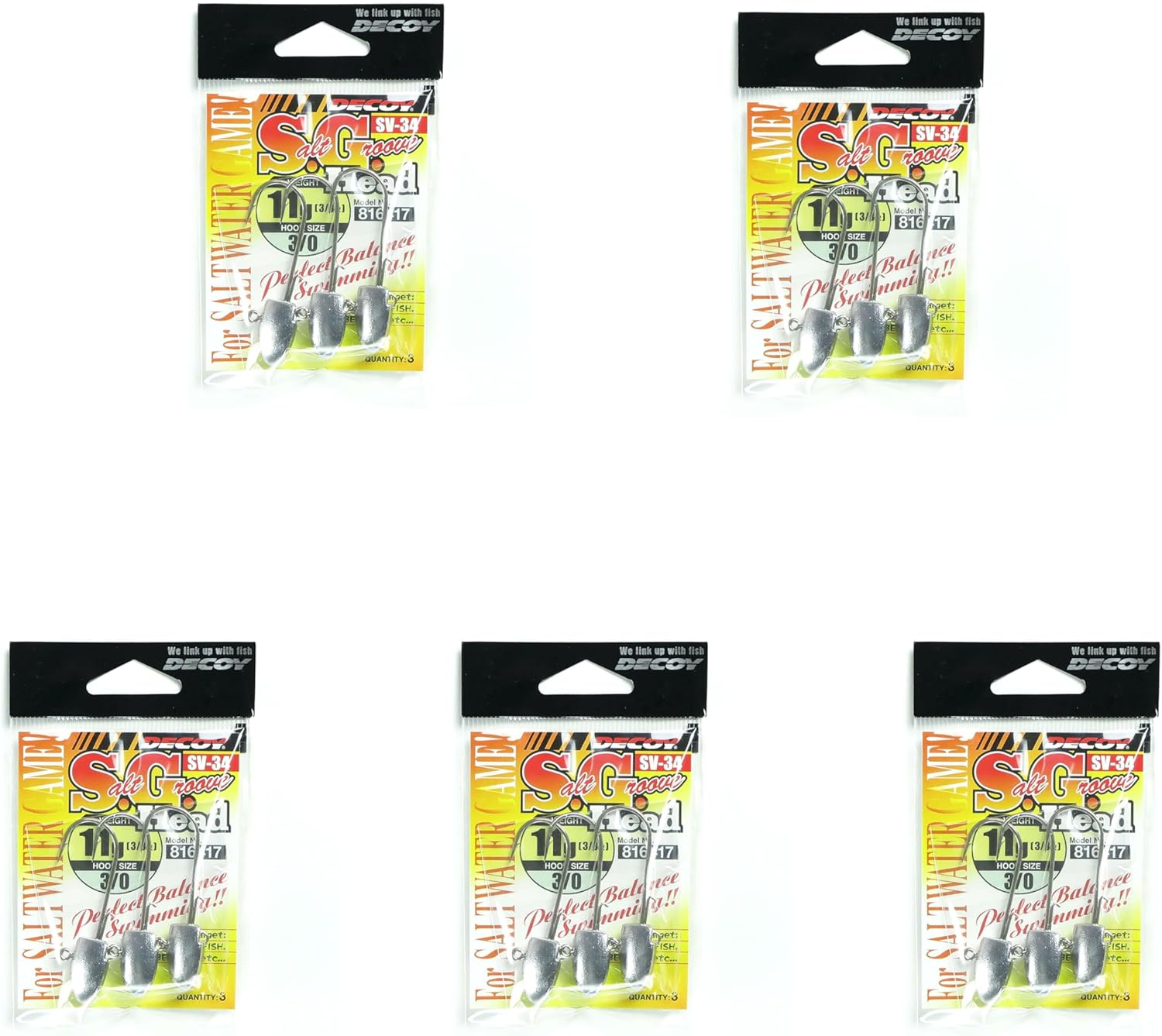 【まとめ買い &times;5個セット】 カツイチ KATSUICHI S.G.ヘッド SV-34#3/0-11g 3/8oz 釣具 釣り具 釣