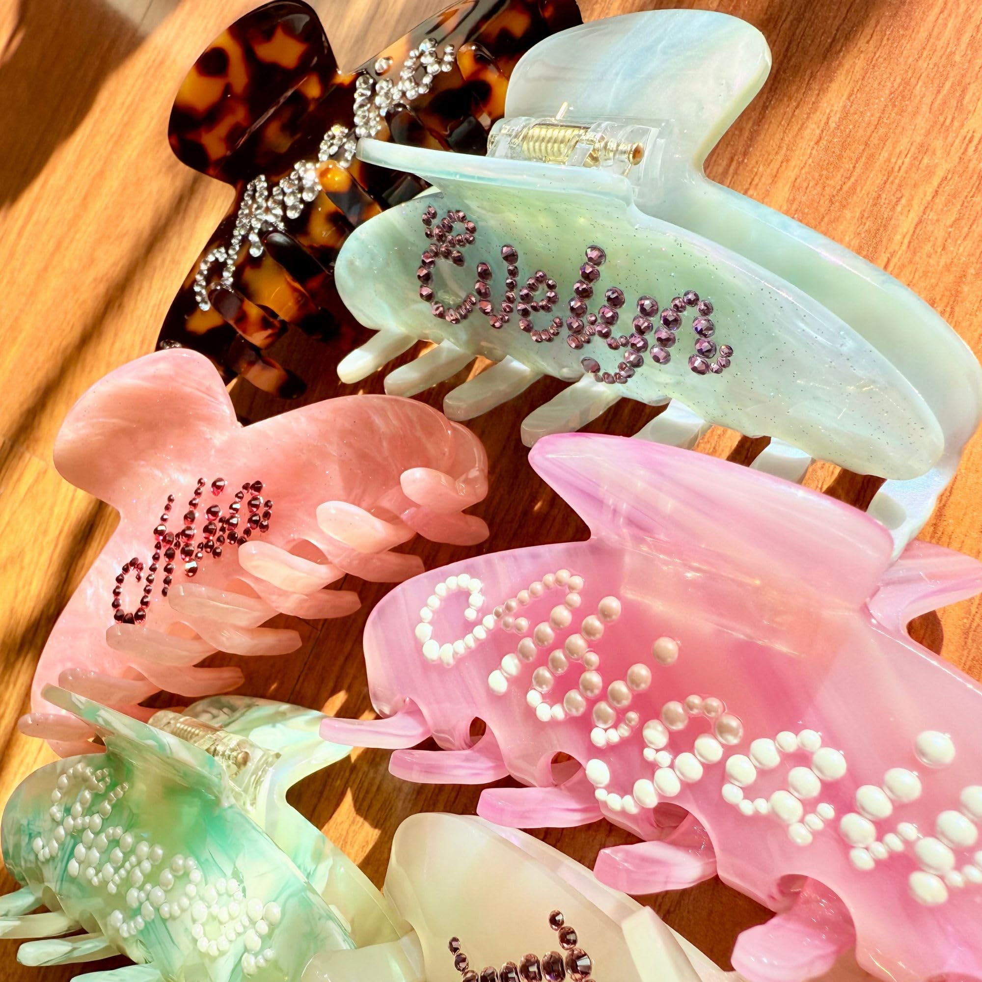 Clip per capelli con nome personalizzato - Clip per capelli con strass e perle personalizzate | Regalo per la proposta di damigella | Regalo di compleanno per BFF e fidanzata