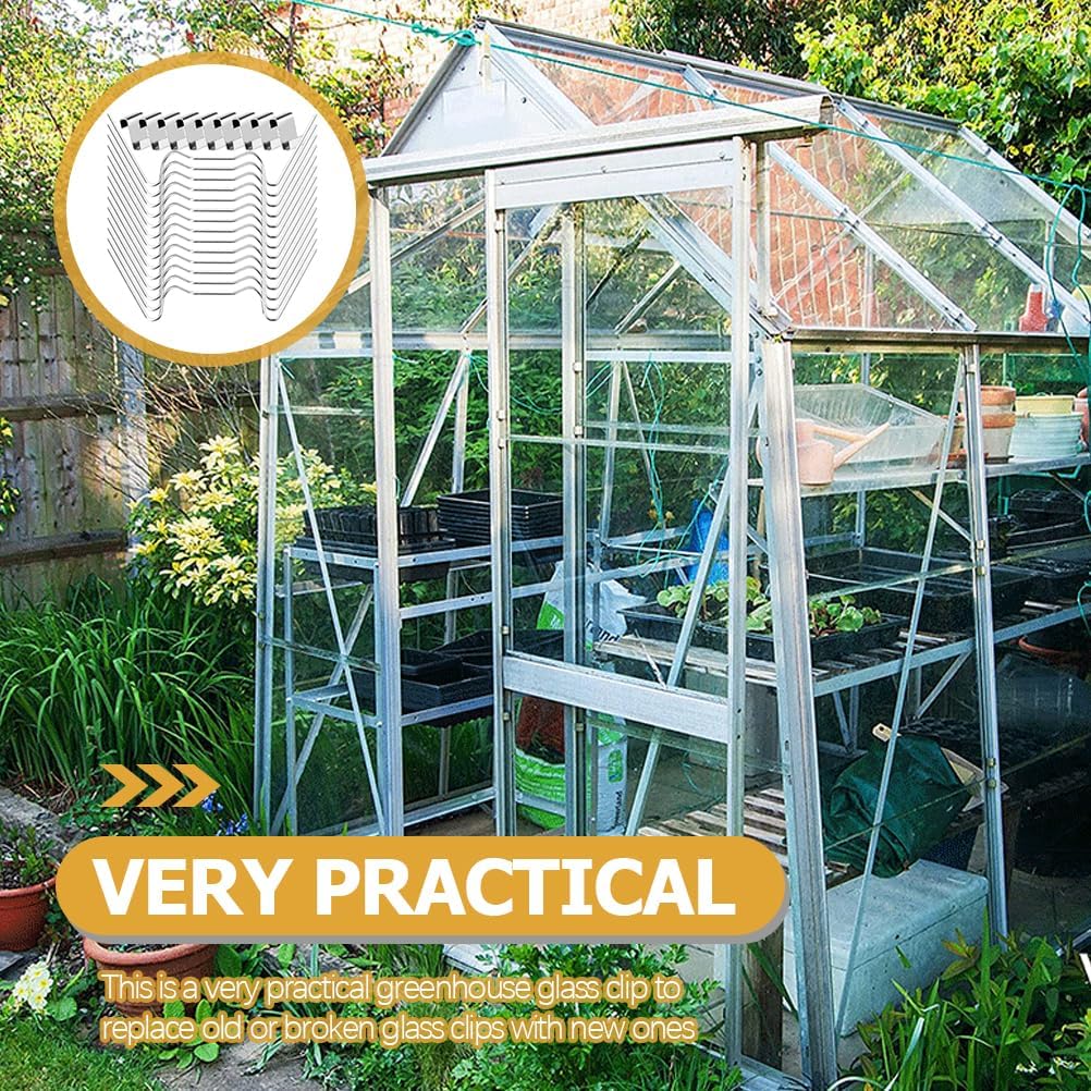 Kisangel 50 Sets Stainless Steel Greenhouse Glass Pane Fixing Clips W and Z Type Clips for Secure and Stable Greenhouse Panel Installation