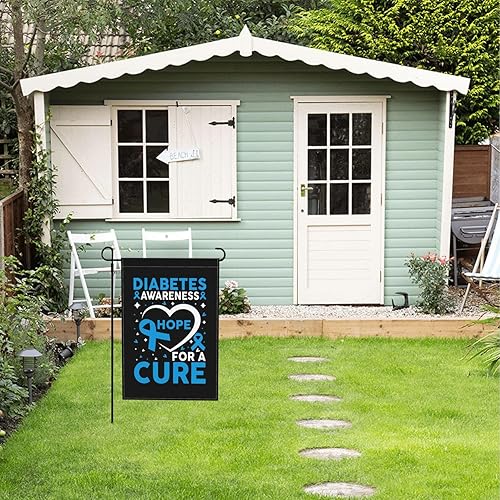 Miniatura 3 de Bandera de jardín de concientización sobre la diabetes Hope For A Cure de 12 x 18 pulgadas, banderas de jardín de doble cara para decoración de