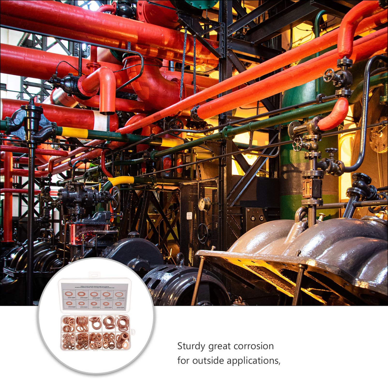 Cabilock 200Pcs Copper Sealing Washers Flat Ring Gaskets for Electrical Connections and for Automotive and Industrial Applications