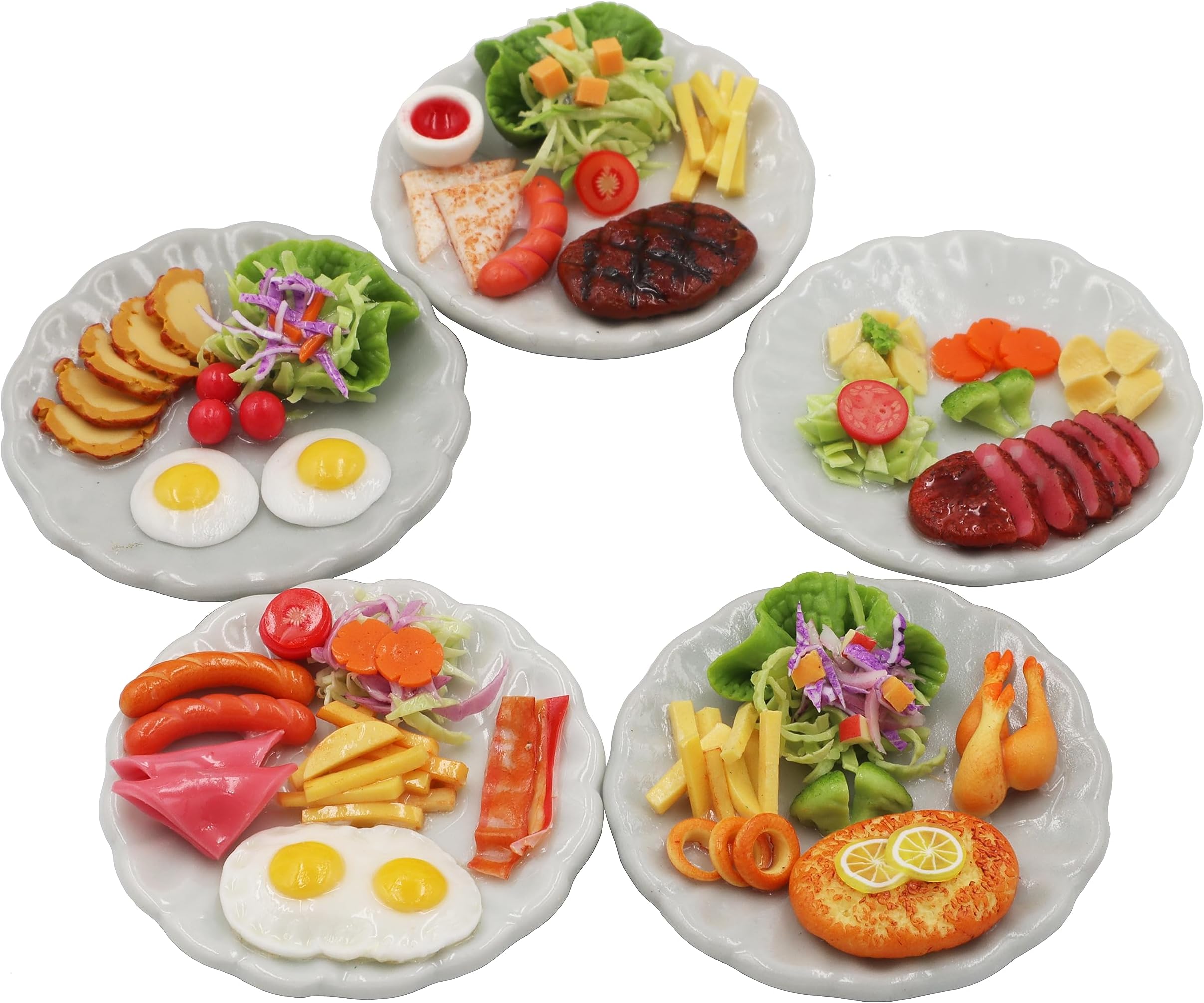 Lovely Mixed 5 Assorted Dollhouse Miniature Food,Tiny Food for Collectibles