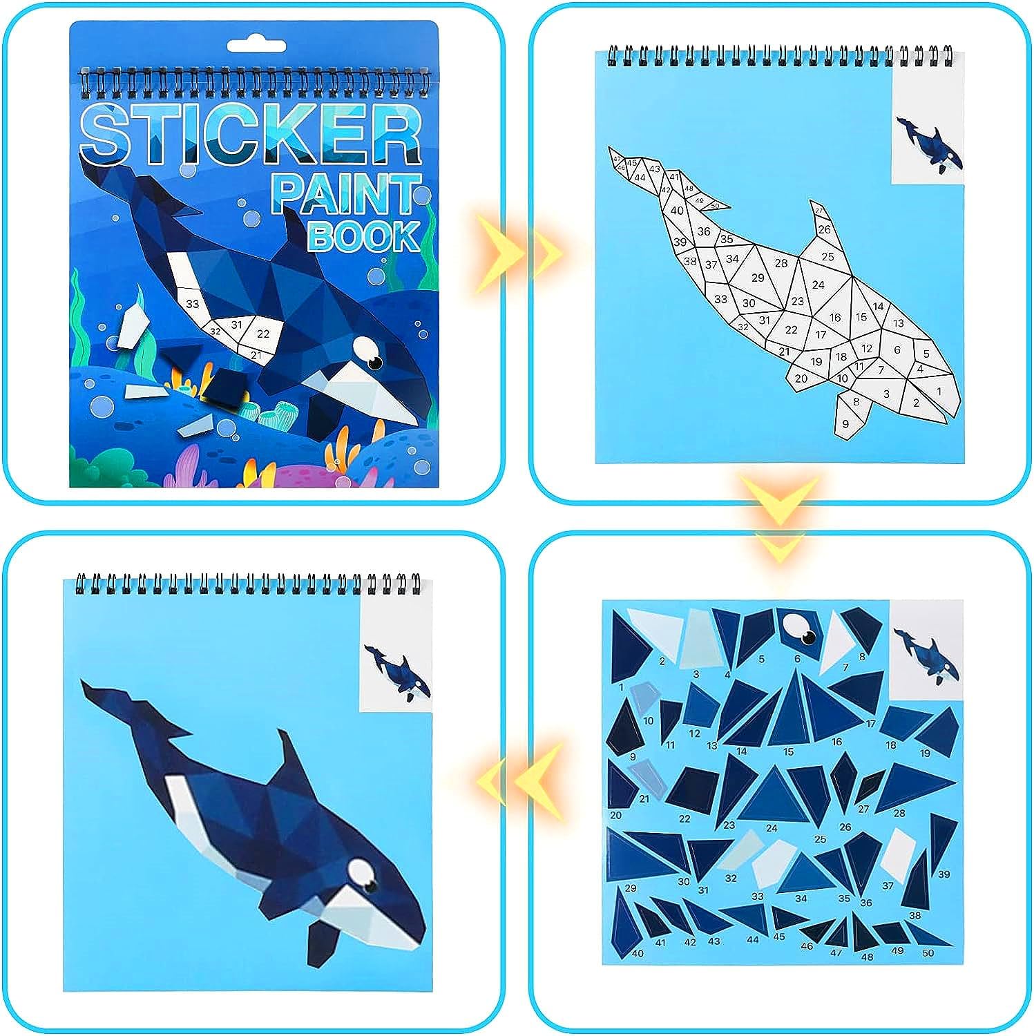 TPQKA Crafts for Kids Ages 4-8 Sticker Paint Books 6 Pack Number Sticker Books for Kids Girls Boys Easter Party Favor, Car Road Plane Travel Activity Books Christmas Gifts for Grandkids - Image 3