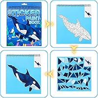 Vista 3 de TPQKA Manualidades para niños de 4 a 8 años, libros de pintura con calcomanías, paquete de 6, libros de calcomanías de números para niños y niñas