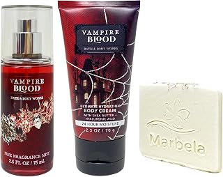 Bath & Body Works Vampire Blood Mini Fragrance Mist and Body Cream Bundle with a Natural Oats Sample Soap - Travel Size