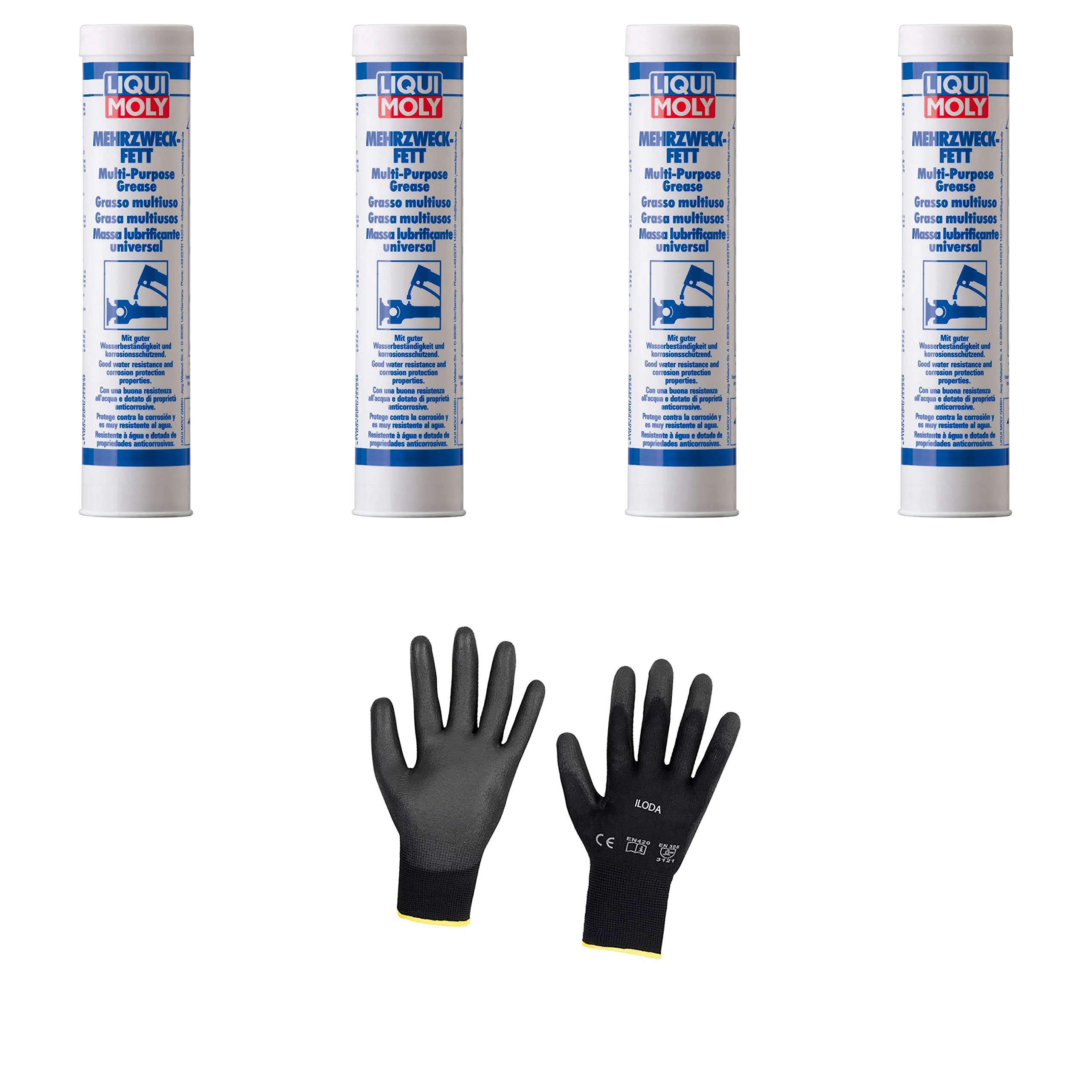 4xOriginal Liqui Moly 400g Mehrzweckfett 3552 Schutzhandschuhe