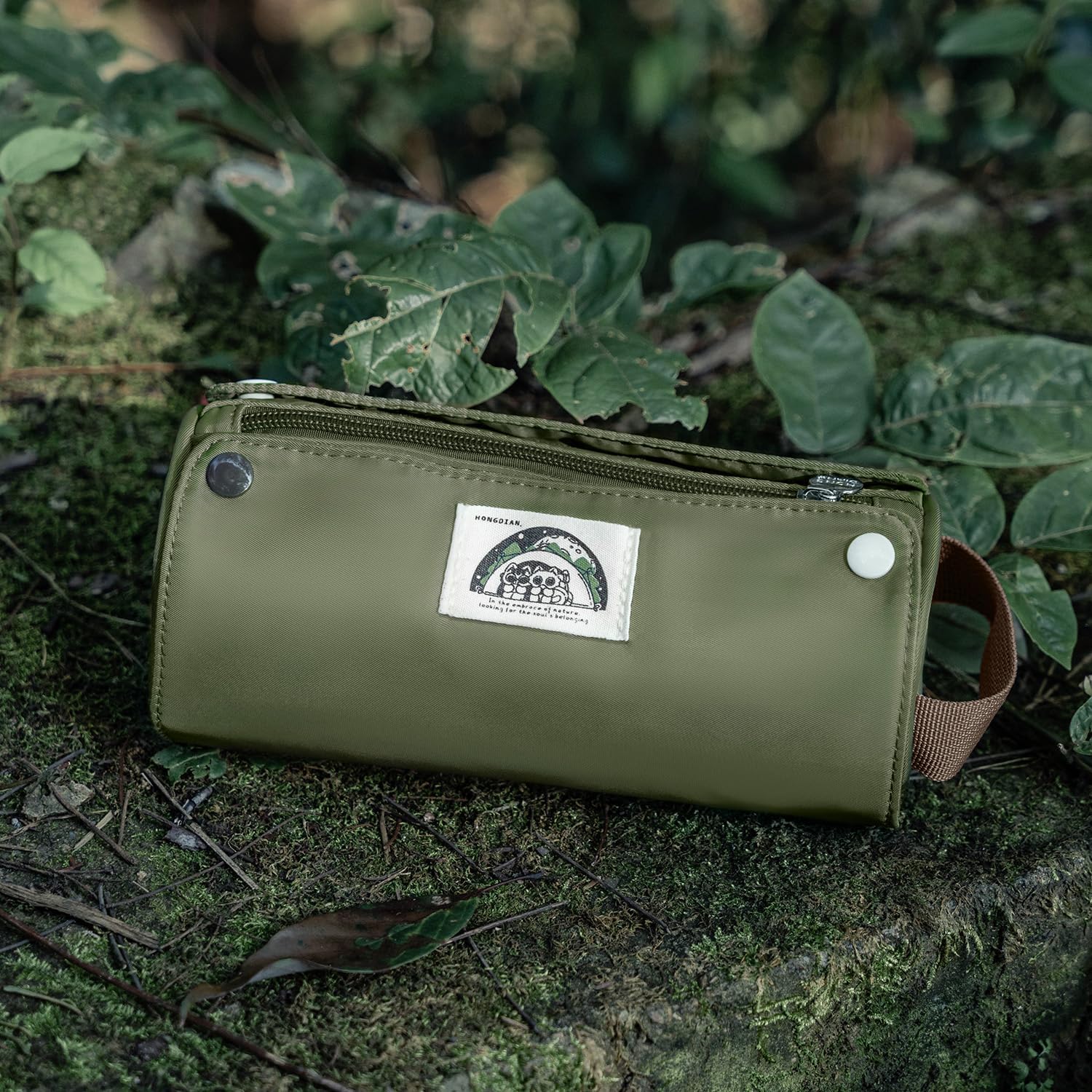 Lanxivi Large Capacity Pencil Case Roll Up Design Multifunctional Pencil Holder Pouch Stationery Pen Bag for Teen Girls and Boys Camping style - Green - Image 3