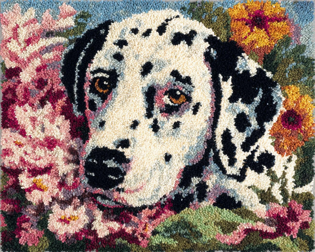 AMBATTERY Latch Hook Kits Carpet Dogs and Flowers 60x90cm