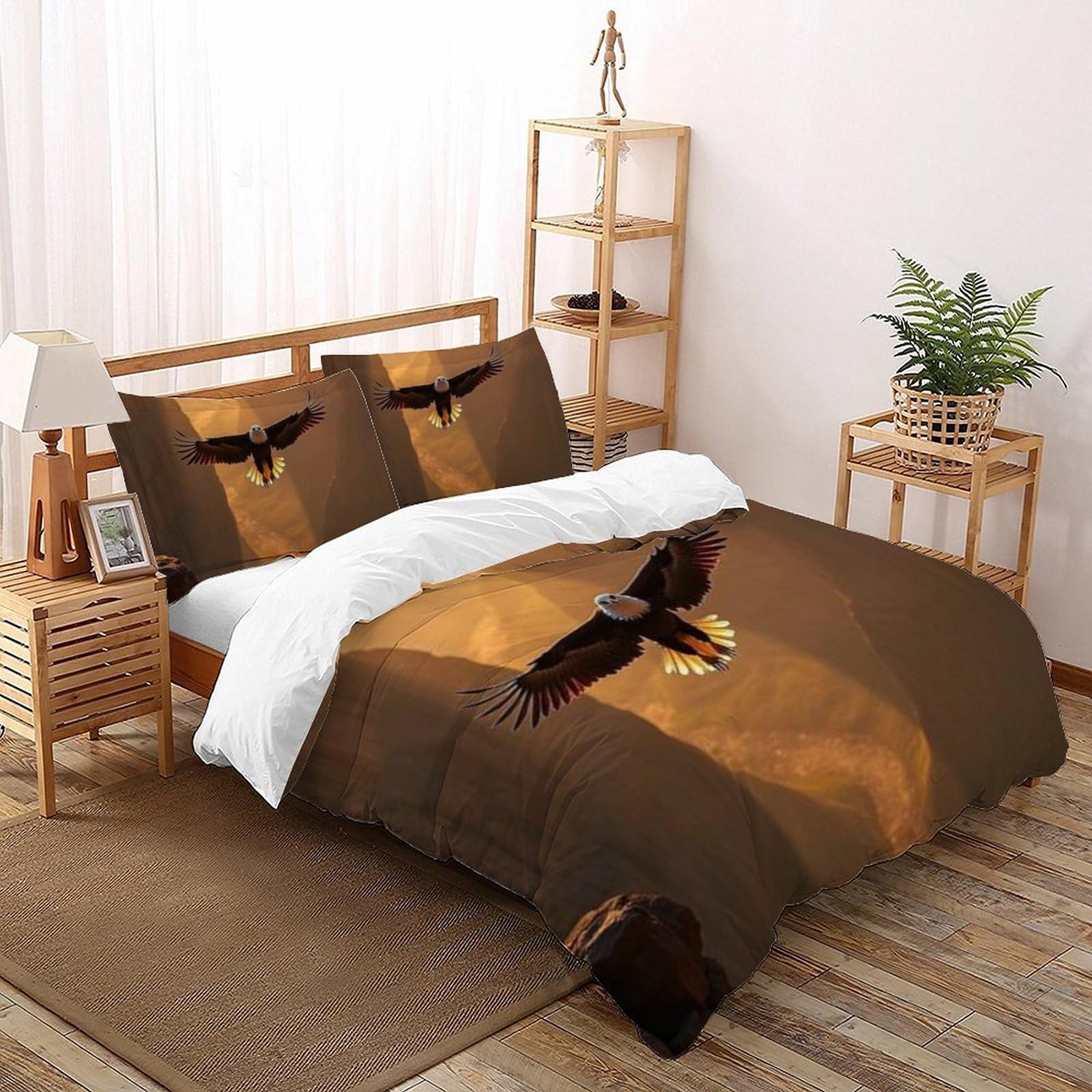 Housse de couette 260x220cm fermeture éclair pratique parure microfibre animaux 3D garçon Le Faucon