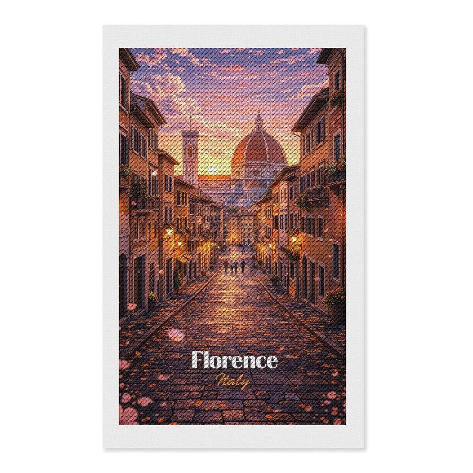 Junmoney Florence Italy Street Scene Diamond Art Canvas 12"x20", for Creative Relaxation, Simple to Start, Aesthetic Room Decor, Holiday Gift Idea