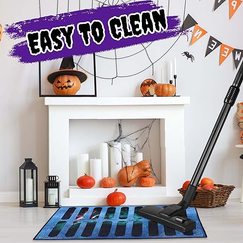 Miniatura 6 de Vodolo Tapete para puerta de Halloween, tapete de terror 3D, decoración de Halloween, para interiores y exteriores, tapete de goma antideslizante
