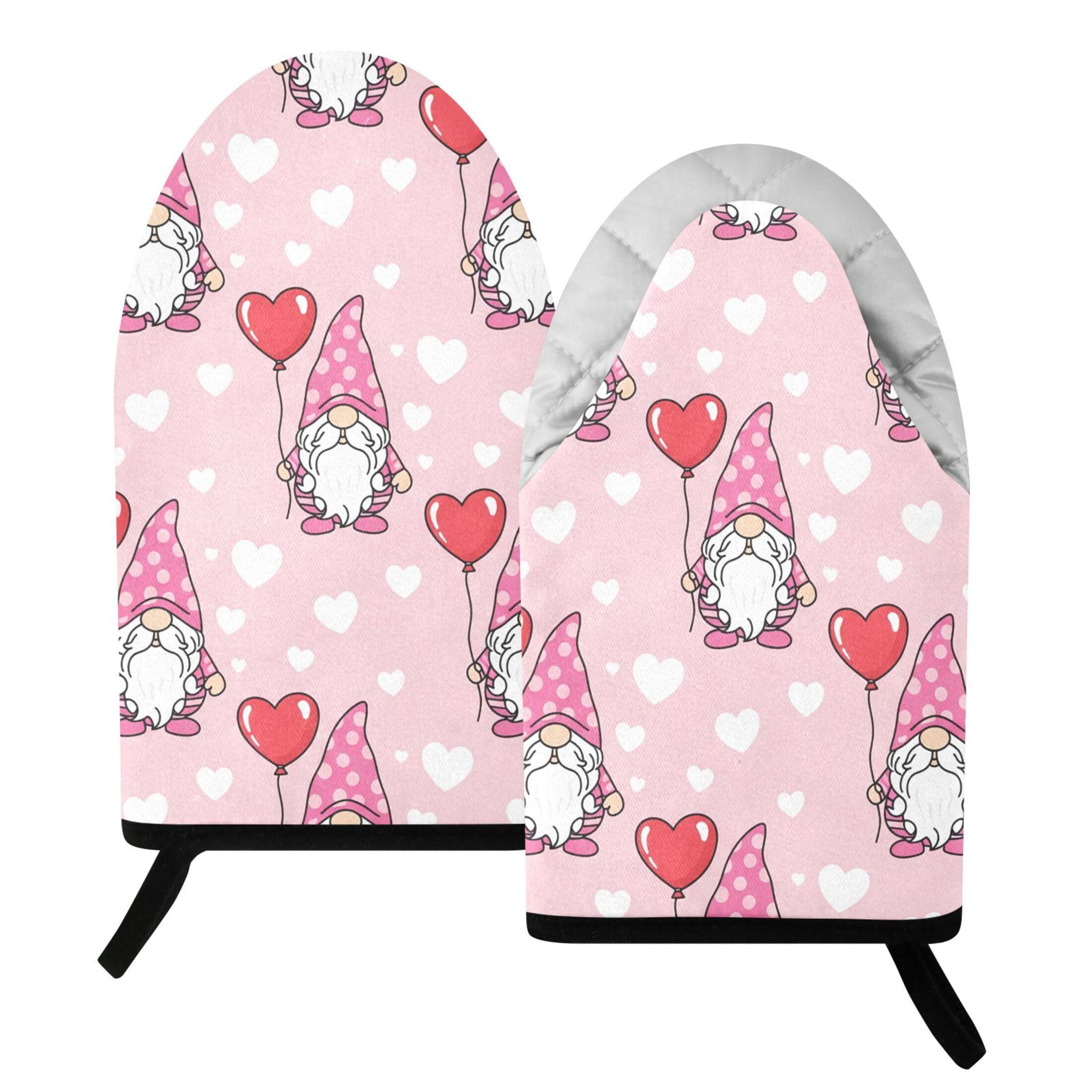 Kutsu Gnomes Oven Mitts for Kitchen, Heat Resistant Cotton Oven Gloves for BBQ Baking Cooking, Breathable Kitchen Essentials, 2 pcs