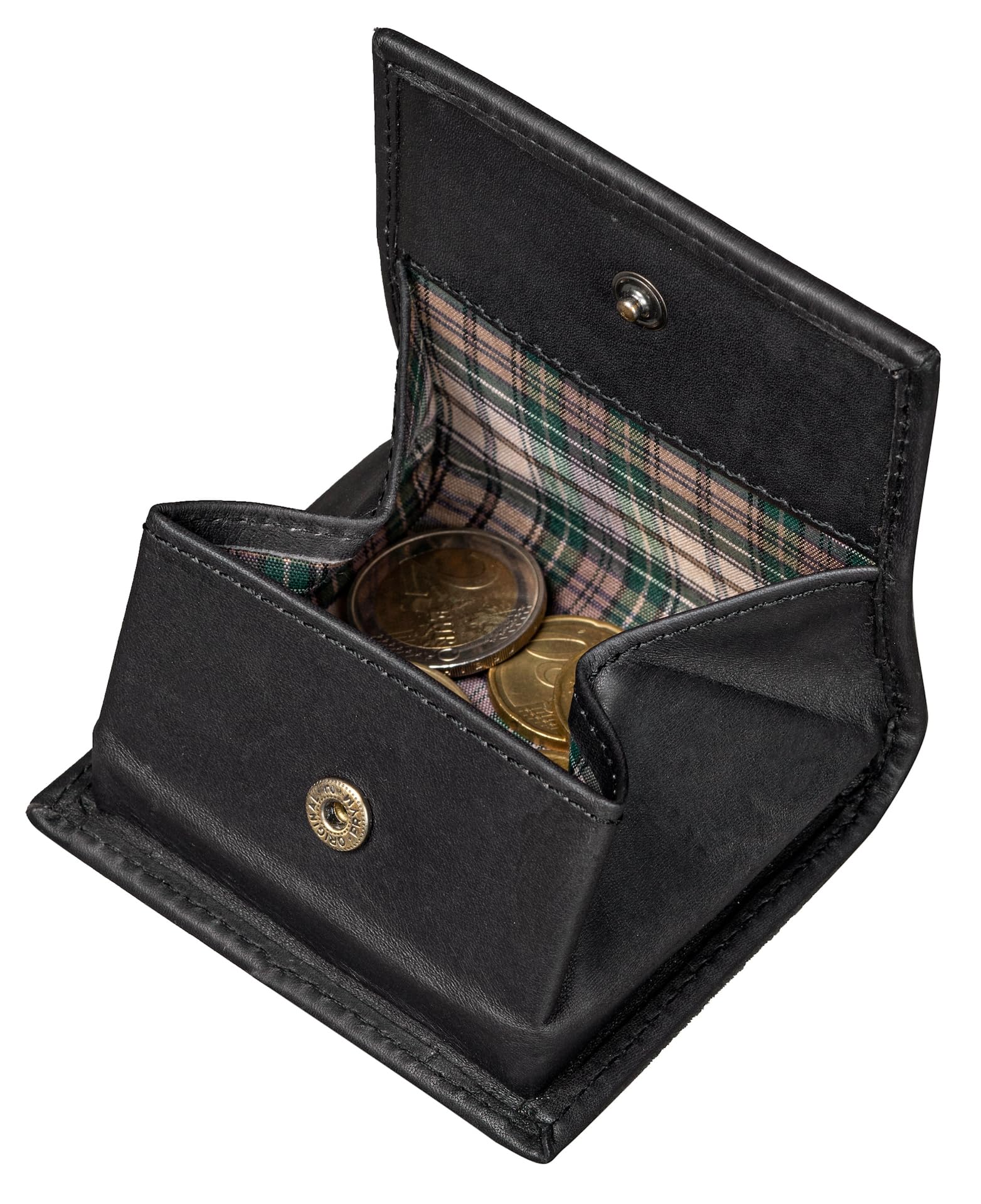 Benthill Porte-Monnaie en Cuir - Boîte viennoise en Cuir véritable - Mini-Porte-Monnaie avec Petite Caisse - Slim Wallet - Mini Porte-Monnaie en Cuir, Color:Noir