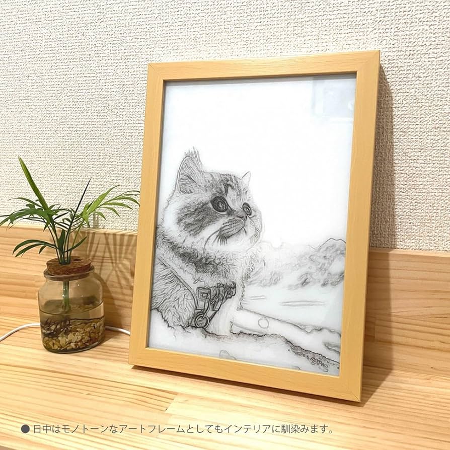 お部屋のインテリアに最適！フレーム付★インパクト大★暗闇で光る和彫猫★A2サイズ Amazon.co.jp : Hashy サプライズピクチャー （ ネコ ） 立体