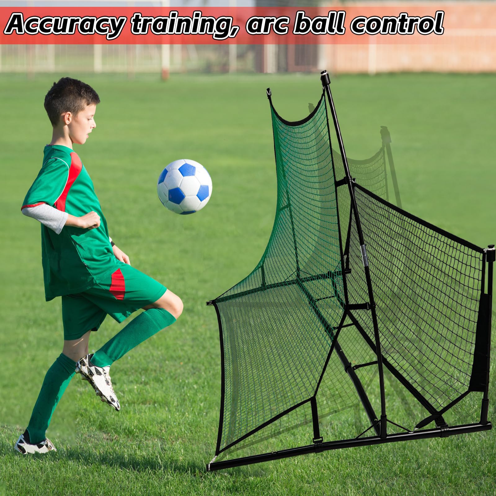 Kapler Fußball Rebounder Netz 2-in-1 Fußballtor für Garten & Training: Robuster Stahlrahmen - Tragbare Fußball Rebound Wand & Kickbacknetz für Kinder & Erwachsene