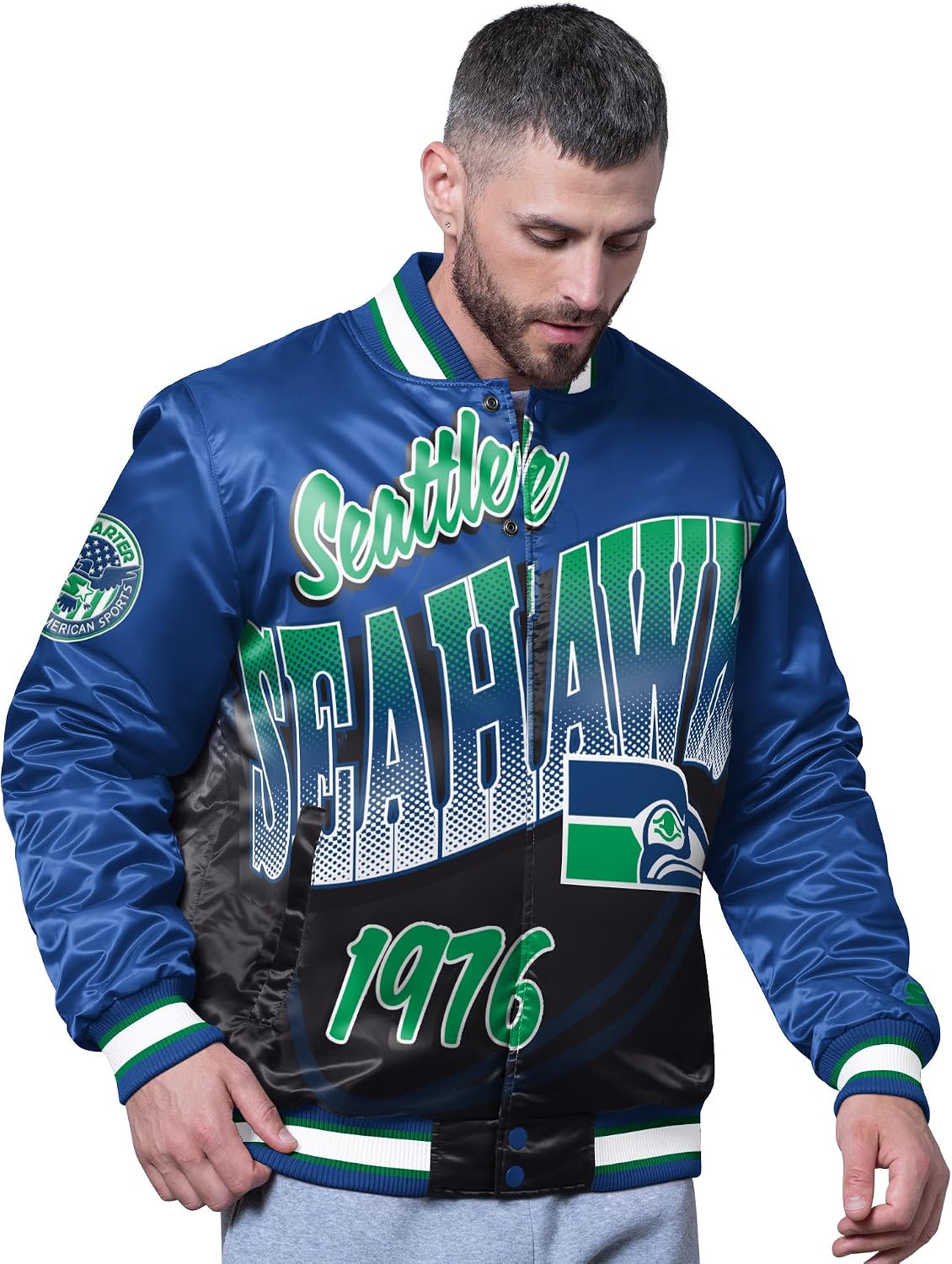 STARTER Men's NFL Retro Pass Rush Varsity Full-Snap Jacket