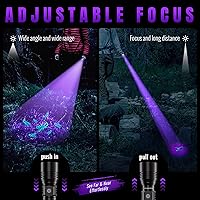 Vista 5 de DARKDAWN 3 in1 Super Bright Flashlight & UV Flashlight 395nm, High Lumens USB Rechargeable LED Flashlights,Handheld Portable Flash Lights for