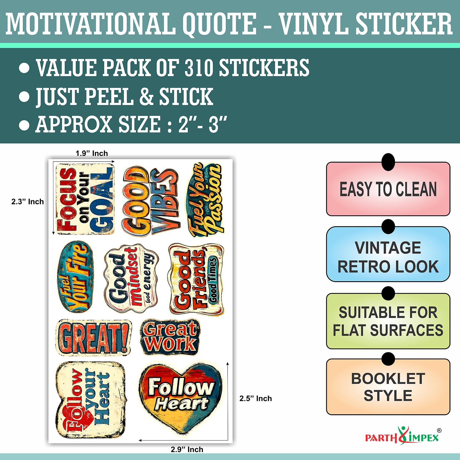 Lot de 310 autocollants avec citation inspirante – Affirmation positive encourageant pour adolescents, adultes, étudiants, enseignants, employés, décalcomanies en vinyle de style rétro vintage pour