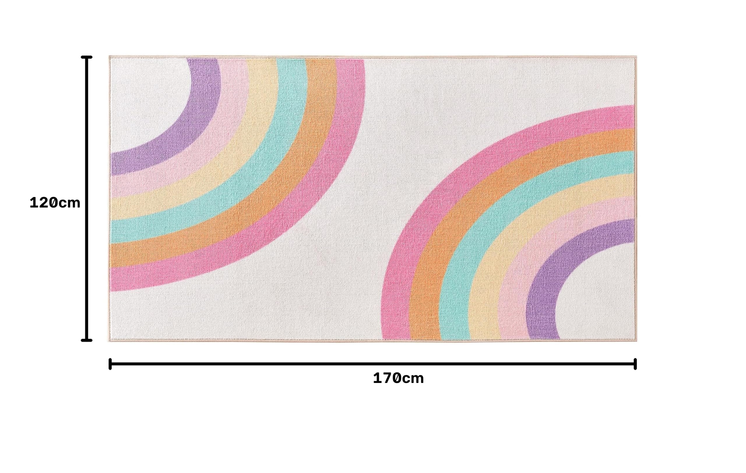 Sonive Rosa Regenbogen Teppich Kinderteppich für Junge Mädchen 120x170cm | Rutschfeste Krabbelmatte für Wohnzimmer, Schlafzimmer, Kinderzimmer