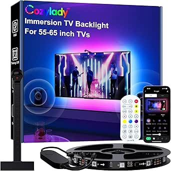 Smart LED TV Backlights with Camera for 55"-65" TV PC，Cozylady 12.5ft ...