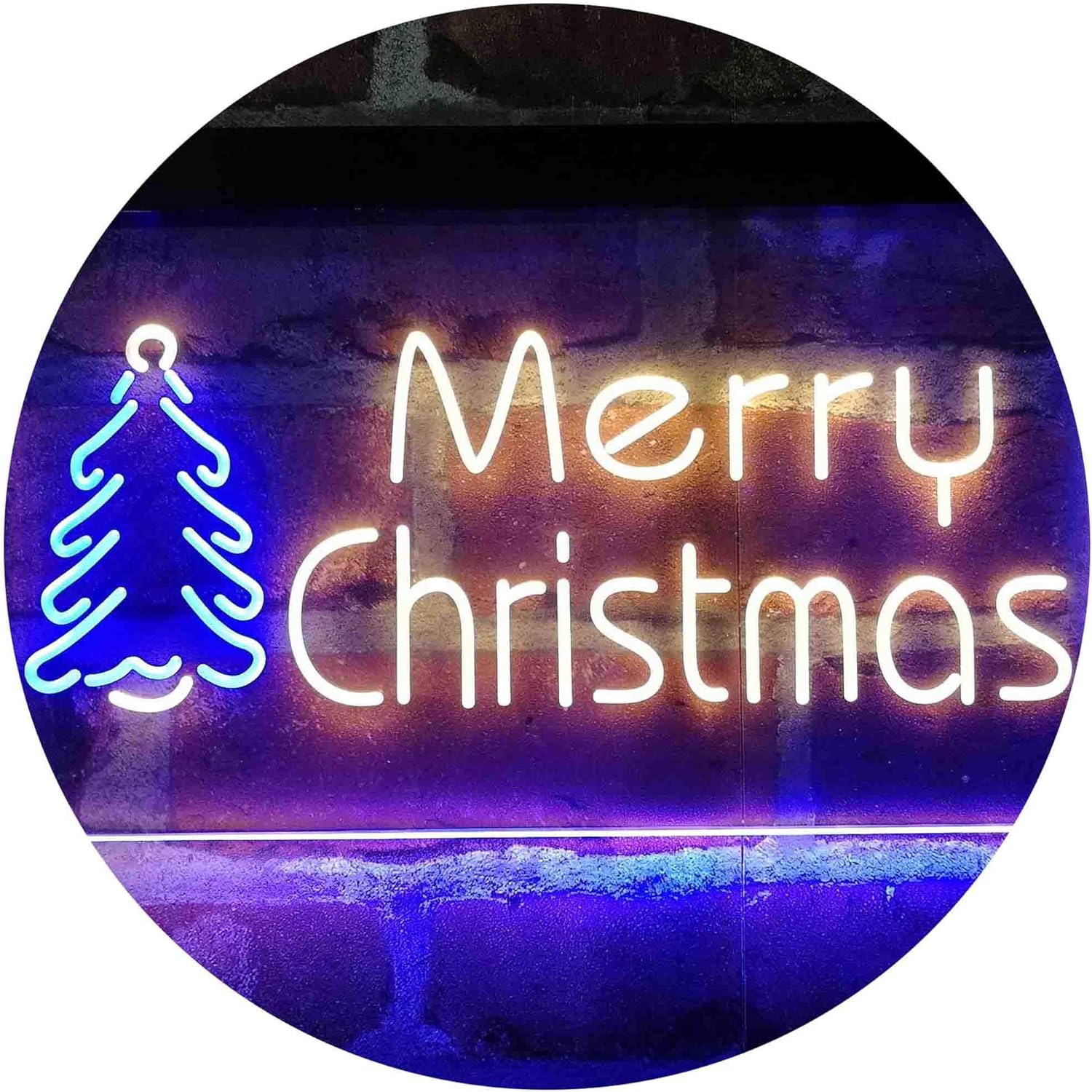ADVPRO Merry Christmas Tree Dual Color LED Neon Sign Blue & Yellow 12 x 8 Inches st6s32-i4118-by