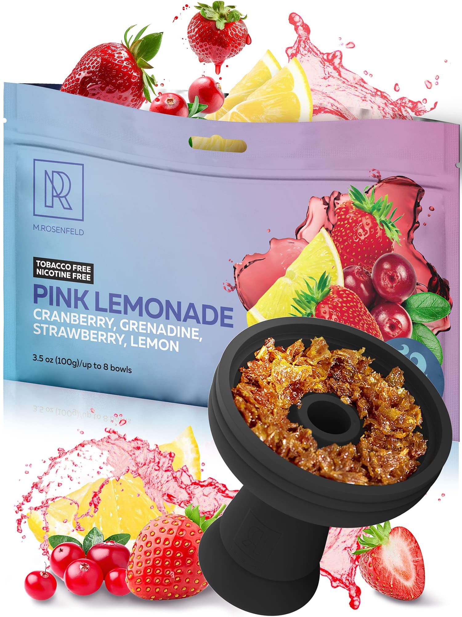Hookah Flavors Pink Lemonade - 3.5 oz of Hookah Shisha Tobacco Free - 100g of Hookah Tobacco & Nicotine Free Shisha with Real Organic Sisha Hooka Flavors