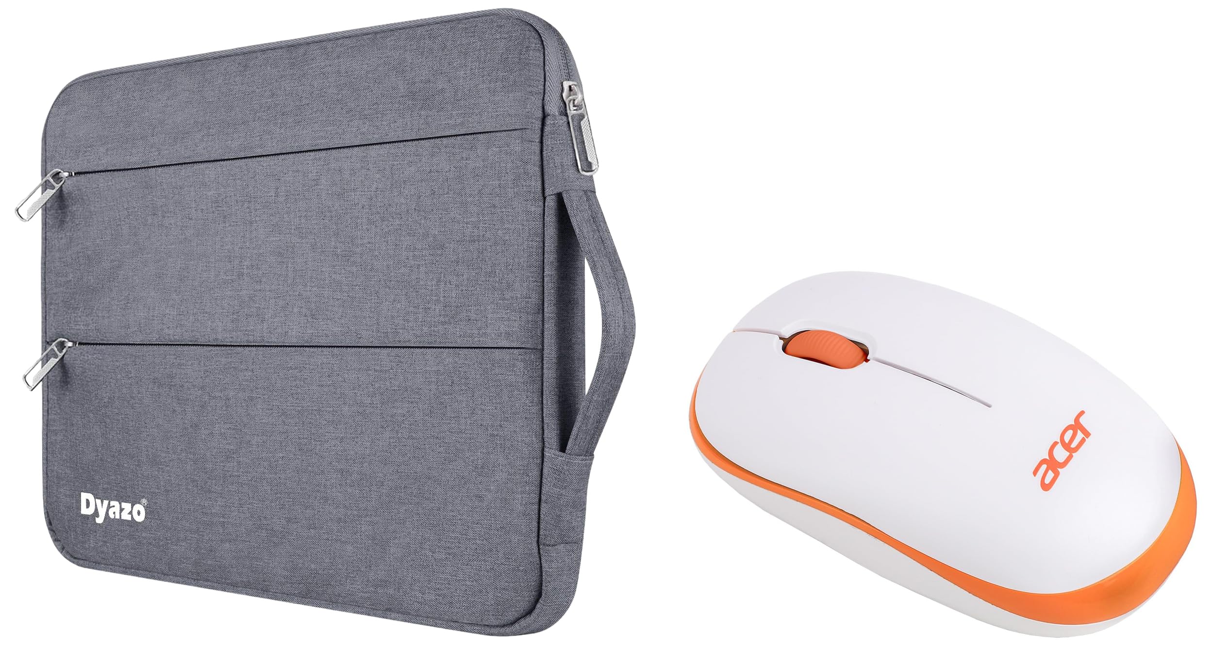 Acer Combo Wireless Mouse(1600 DPI/2.4 GHz Wireless Frequency/Optical Sensor/USB Dongle)with White/Orange with Dyazo Water Resistant Laptop Sleeve Handle Compatible-15 to 15.6" laptops/Notebooks Grey-picture-29