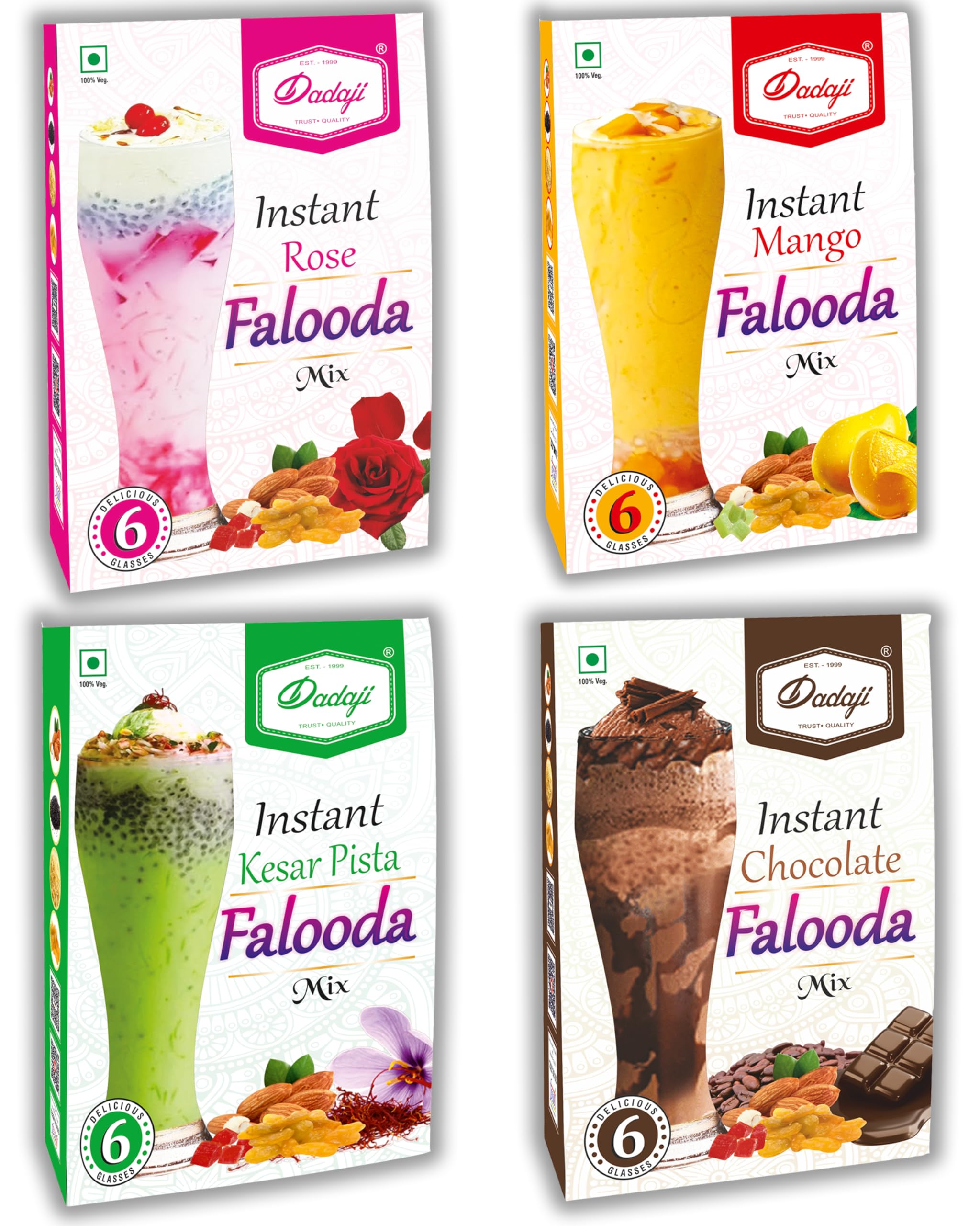 Dadaji Combo Of Instant Falooda Mix 200gm | Instant Falooda Mix | Pack of 4 (Chocolate,Rose,Mango and Kesar Pista) (B0D1LDHJ9B) Amazon Price History, Amazon Price Tracker